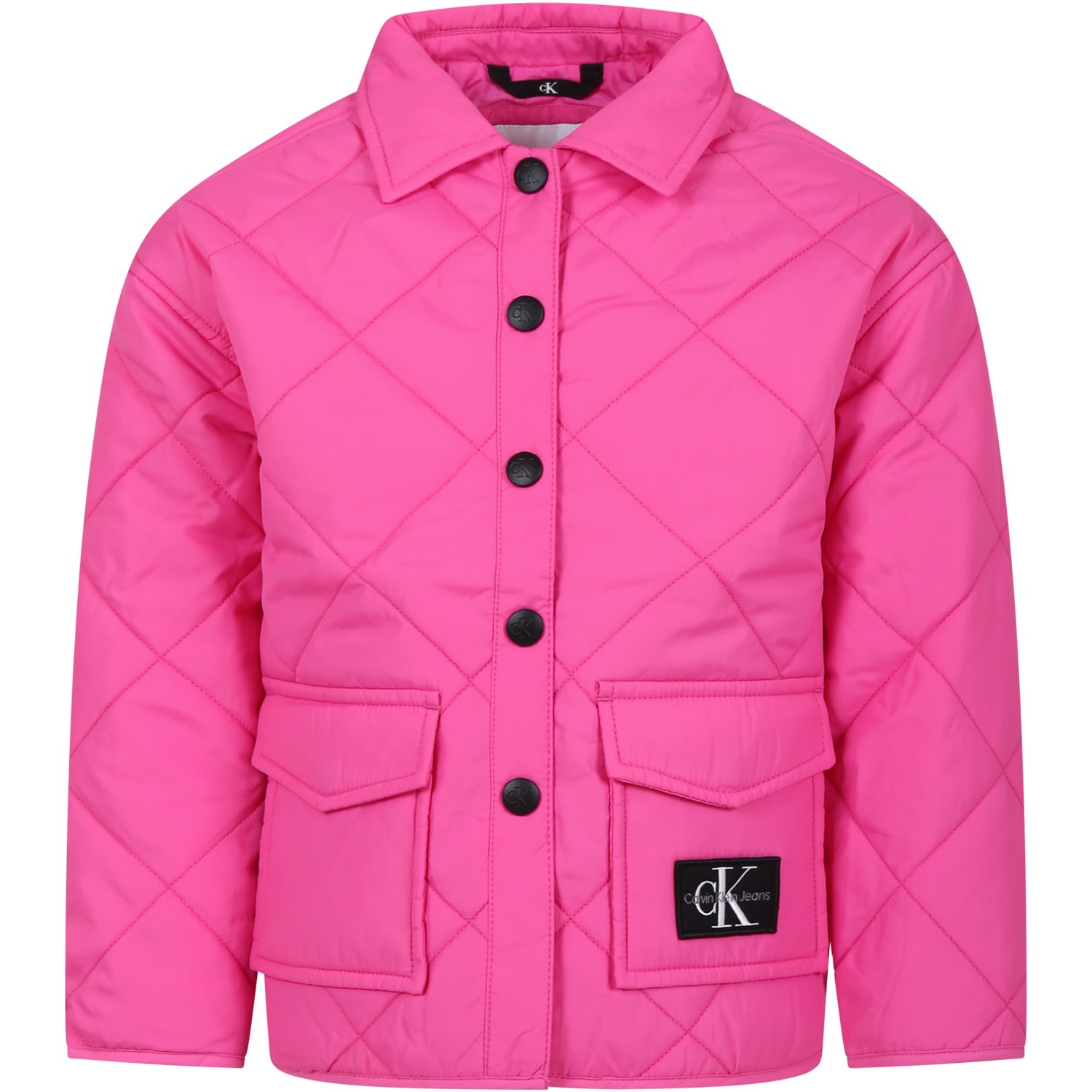 Calvin Klein Fuchsia Down Jacket For Girl With Logo