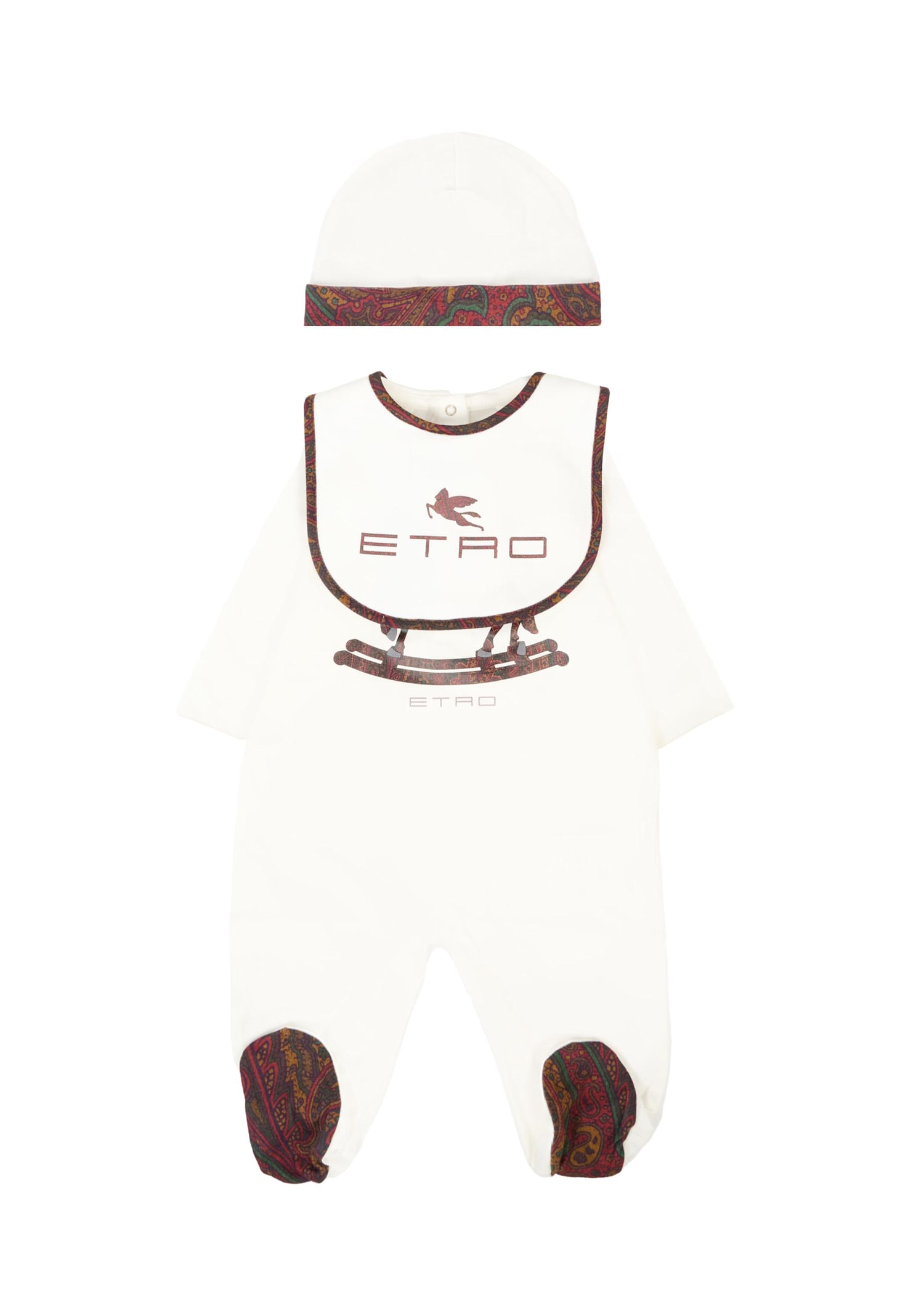 Etro Ivory Babygrow Set For Babykids With Pegasus