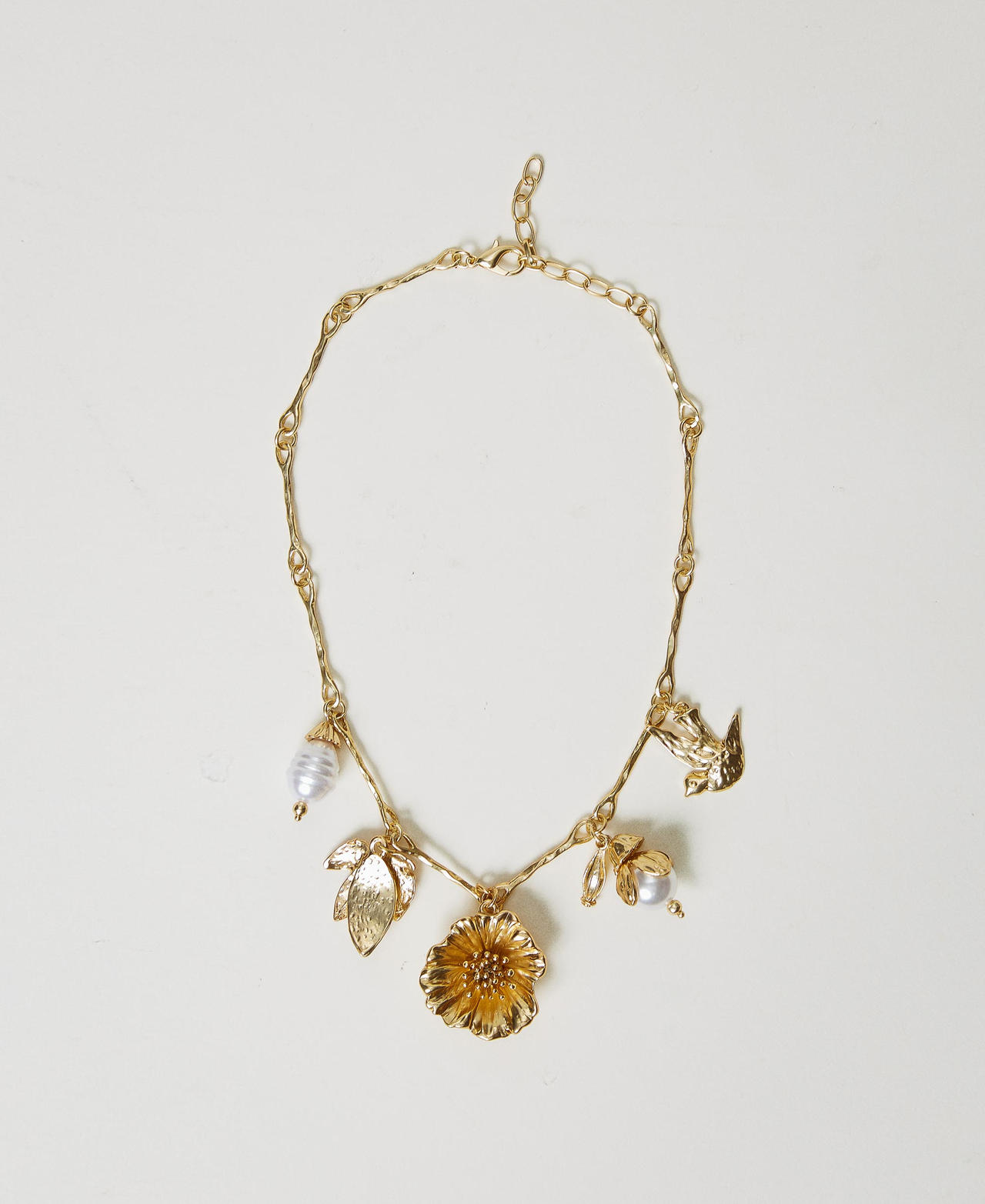 Twinset Accessoires - Collier en chaîne avec perles et pendentifs, Brushed Gold, Taille Unique