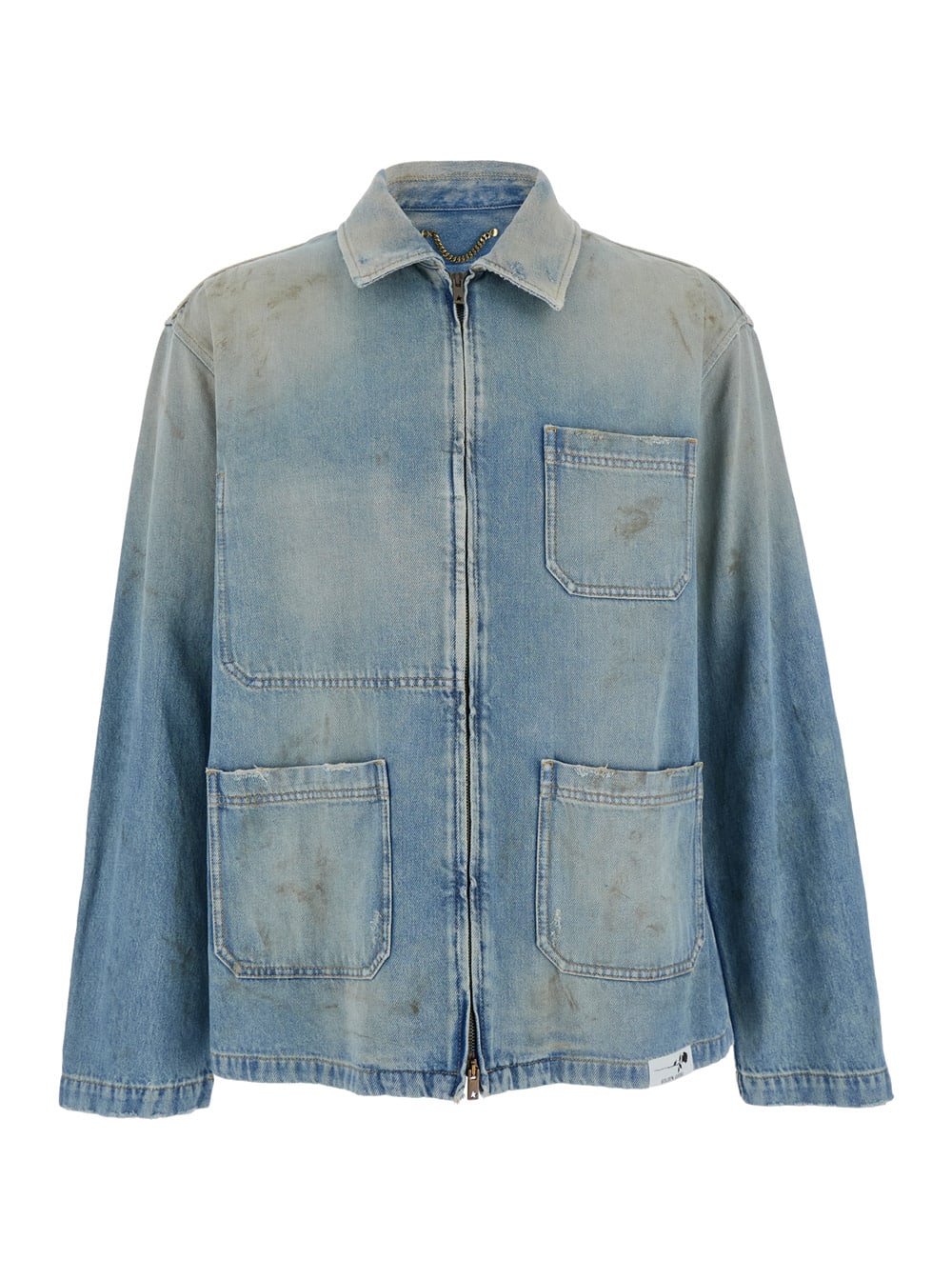 Golden Goose Journey Ms Mackenzie Work Jacket Full Zip Cotton Denim Officina Wash