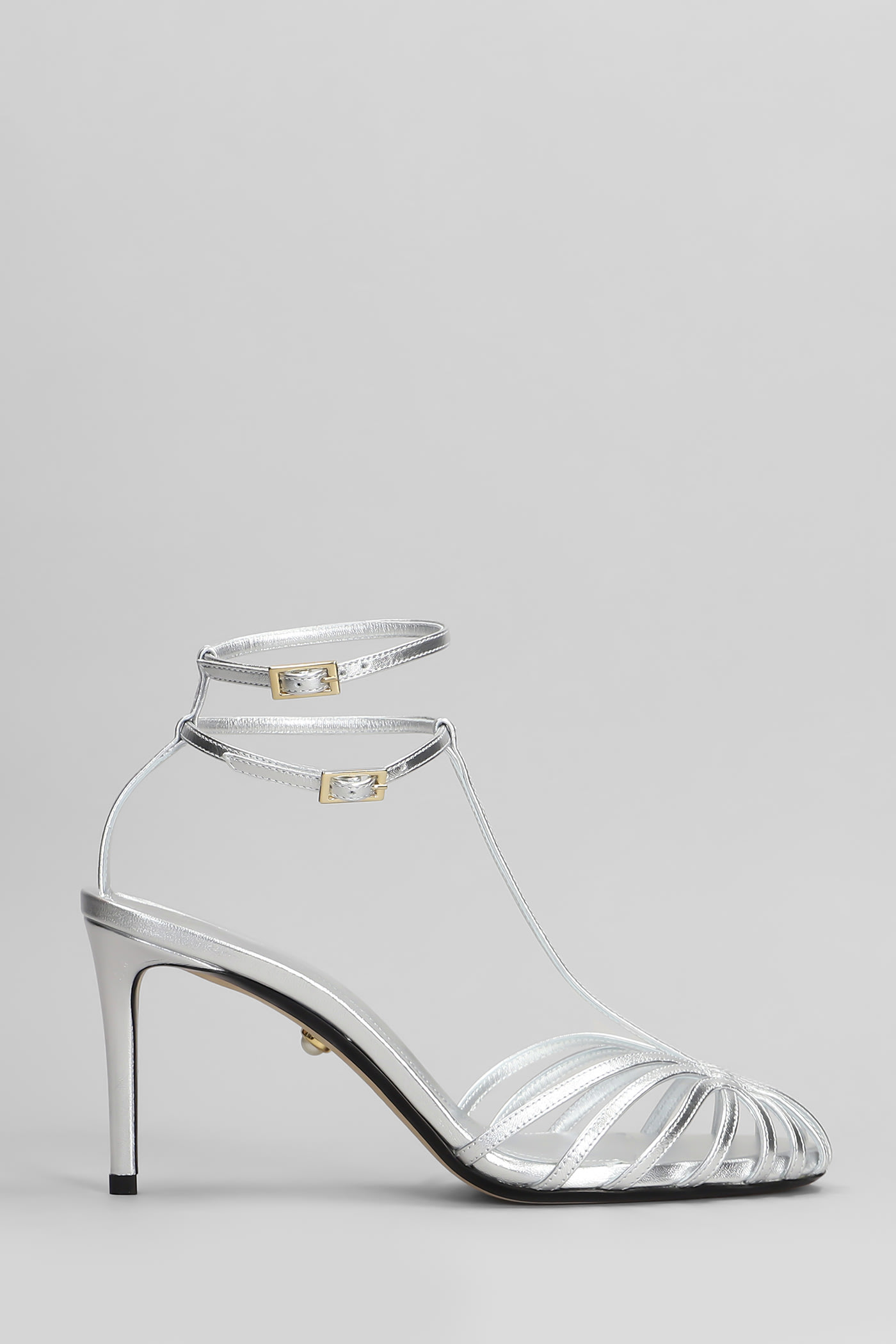 Alevì Anna 80 Sandals In Silver Leather