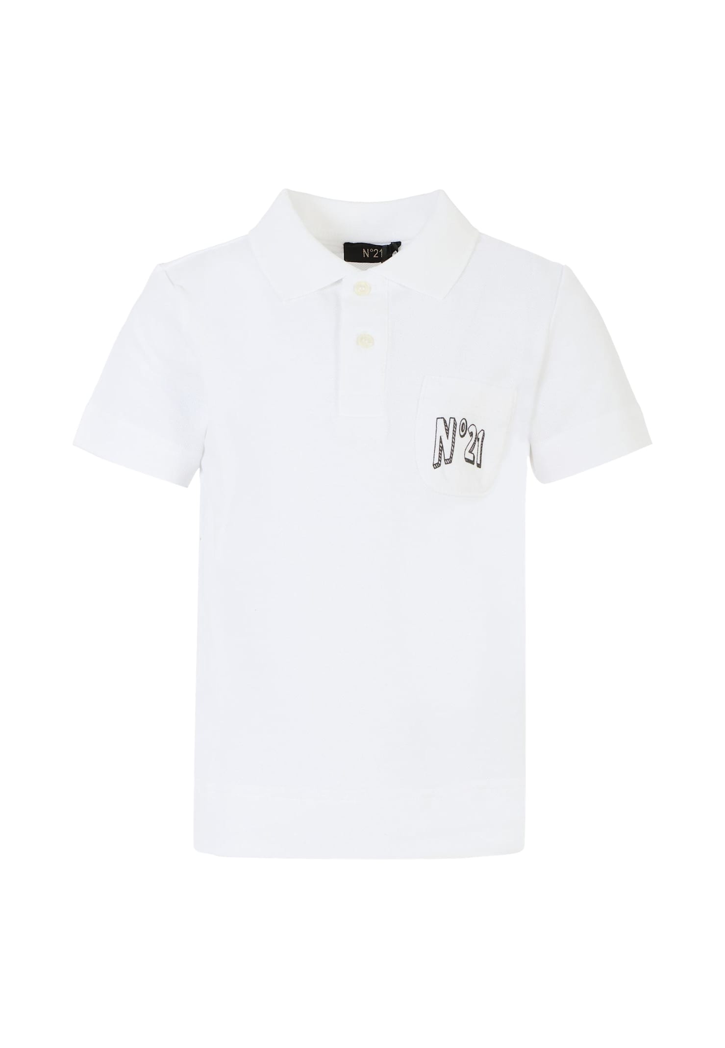N.21 White Polo Shirt For Boy With Logo