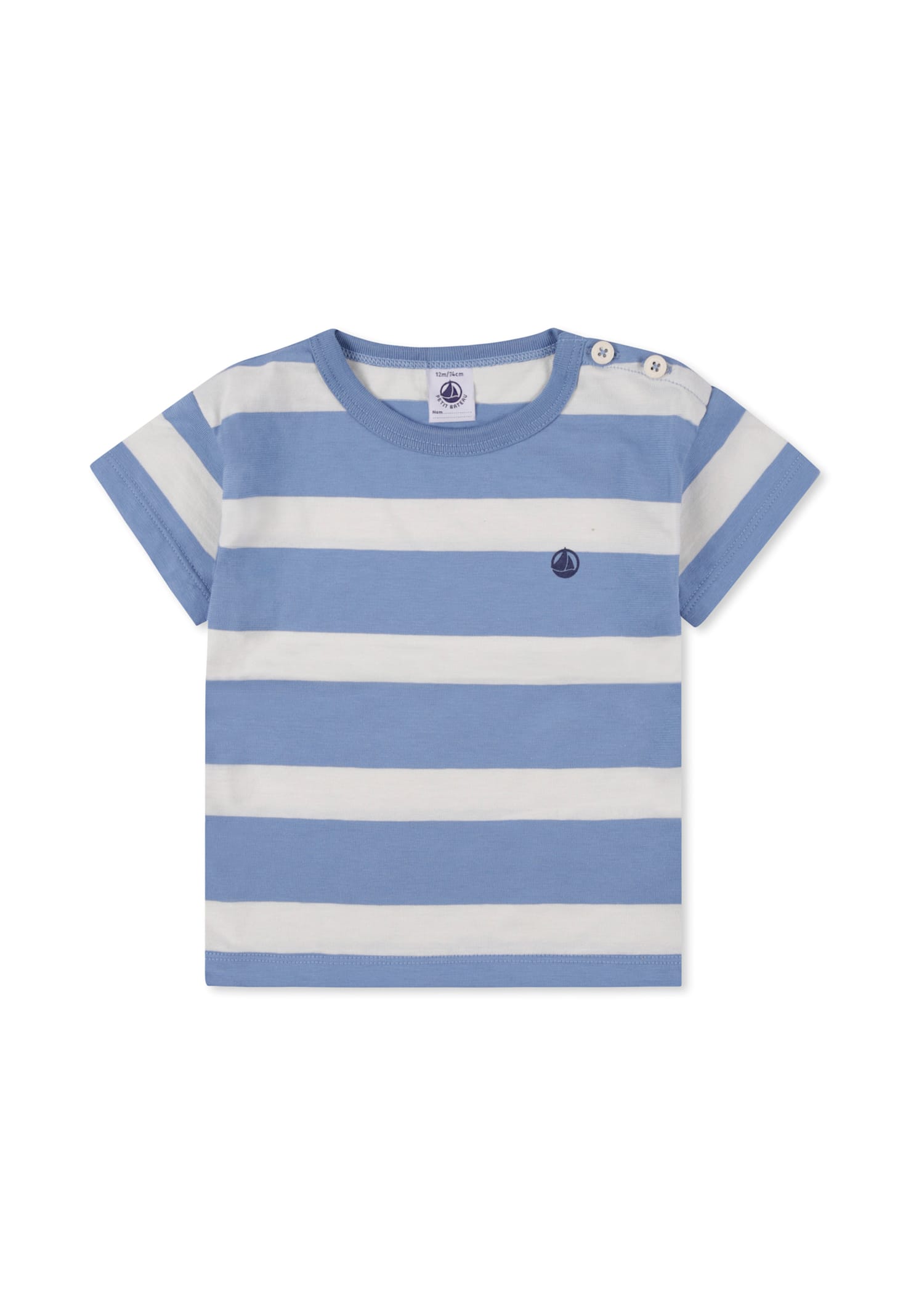 Petit Bateau Light Blue T-shirt For Baby Boy With Logo
