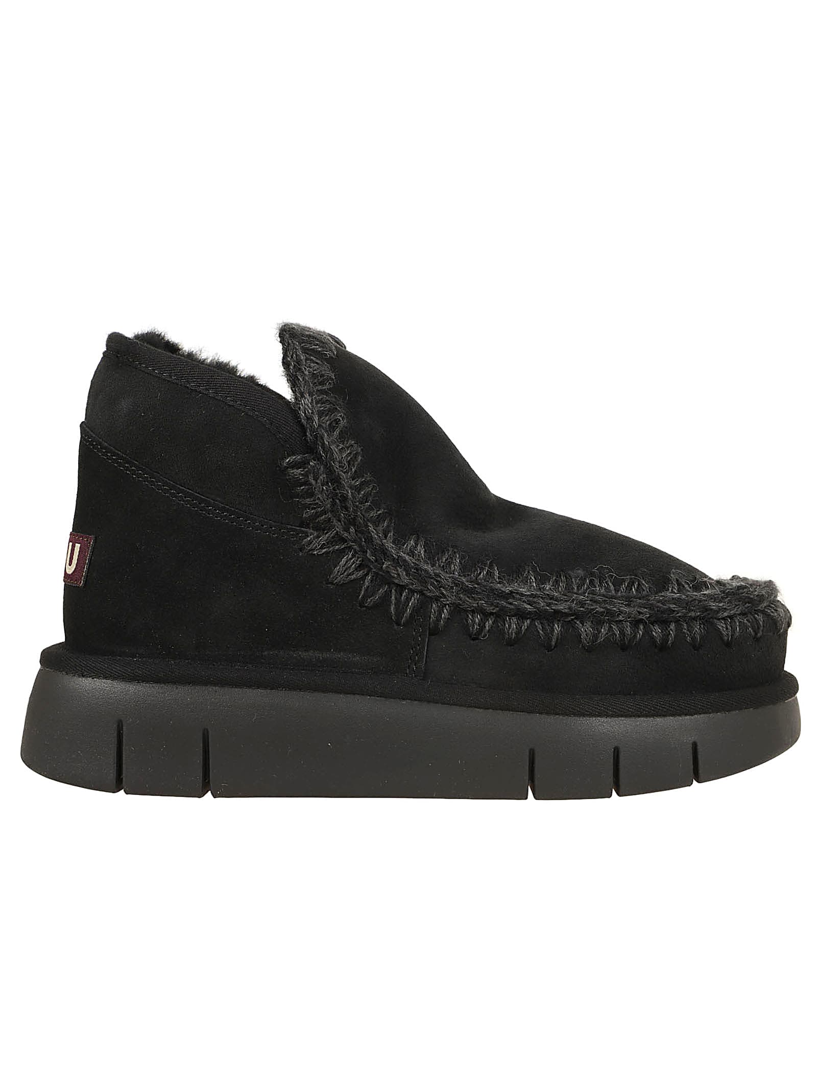 eskimo Black Slip-on Boots With Rear Logo In Suede Woman Mou