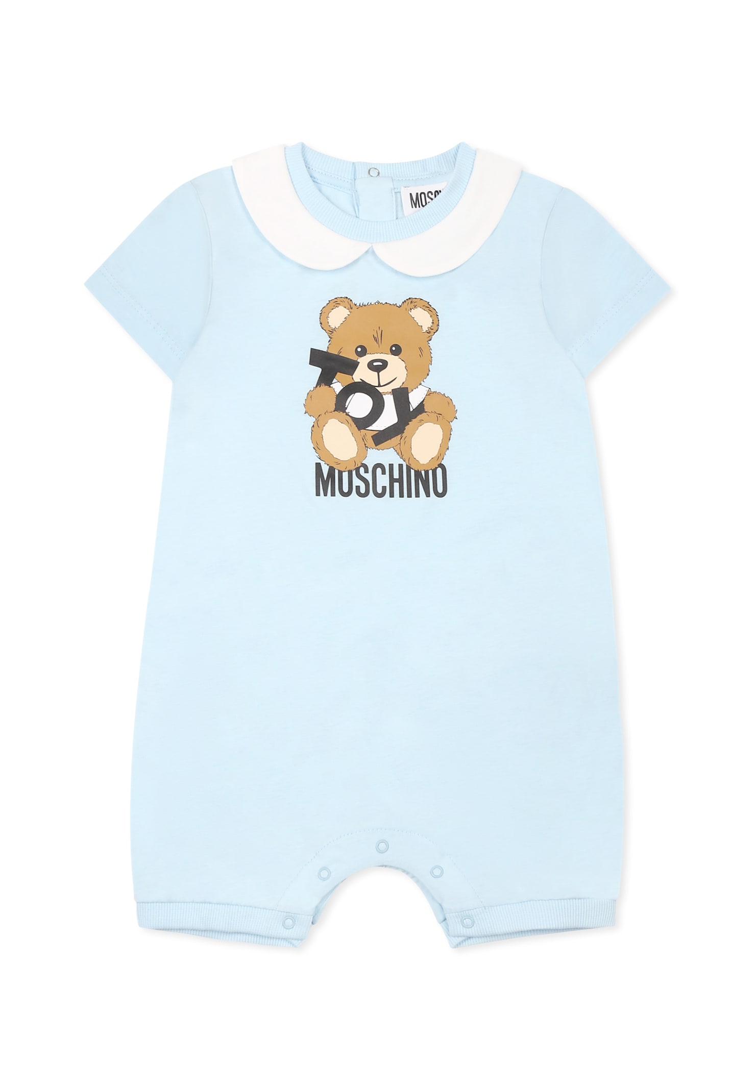 Moschino Light Blue Romper For Baby Boy With Teddy Bear