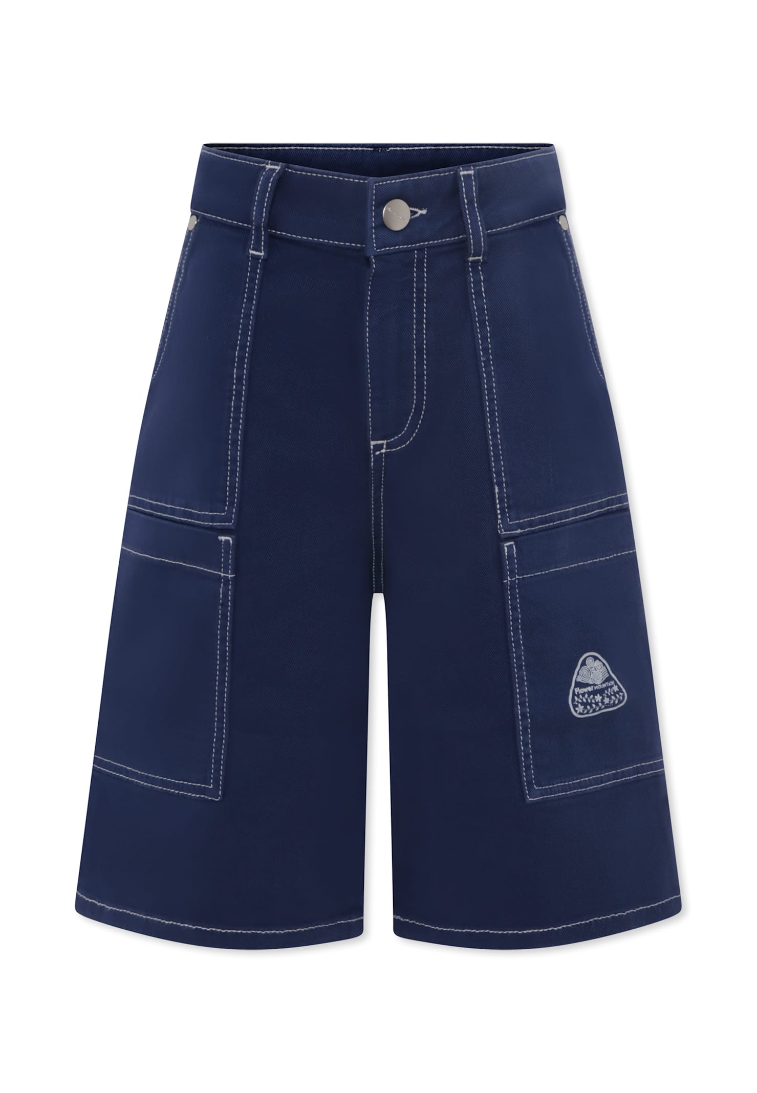 Flower Mountain Blue Shorts For Boy With Logo