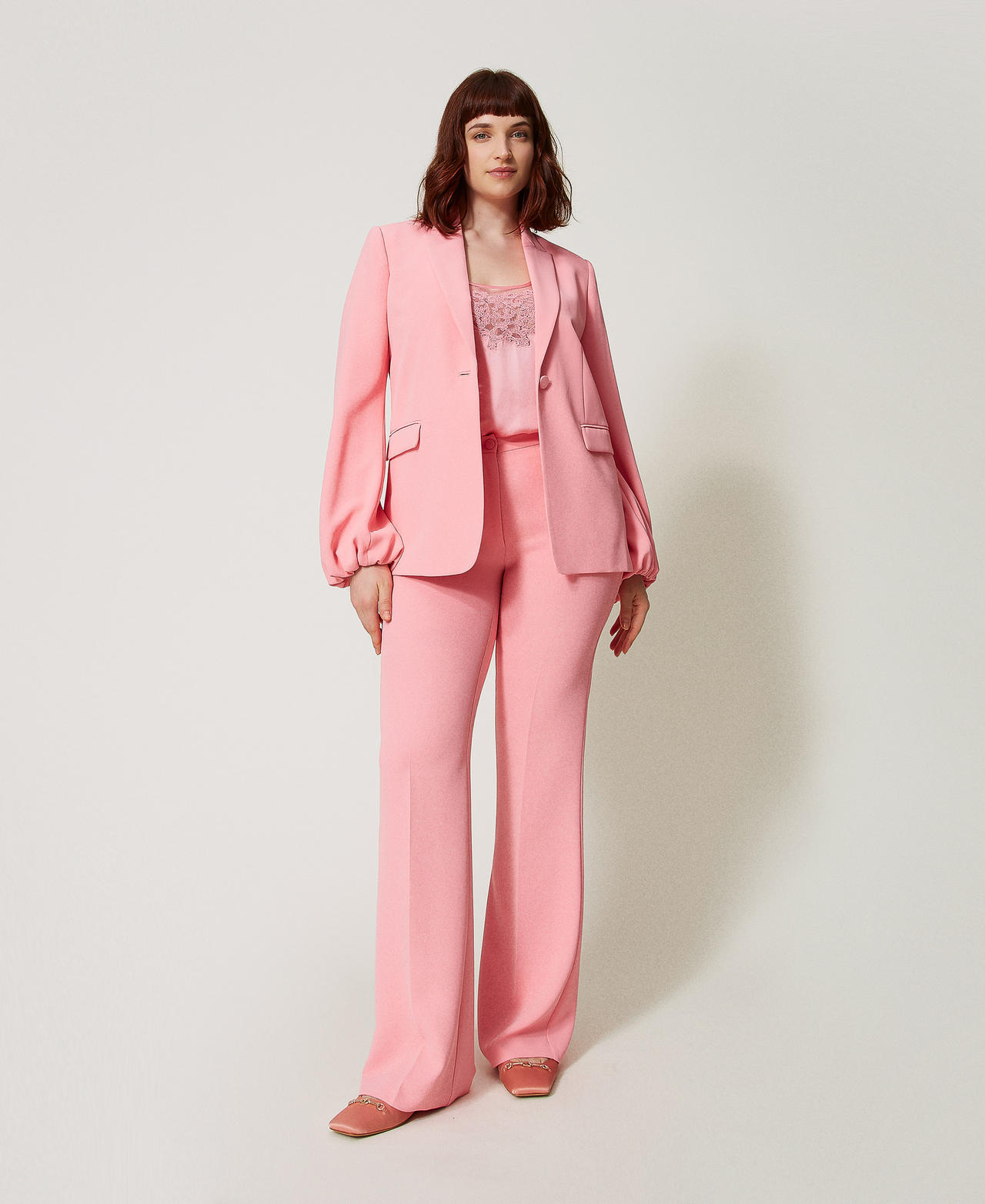 Twinset Pantalons - Pantalon évasé en crêpe, Peach, Taille: 38