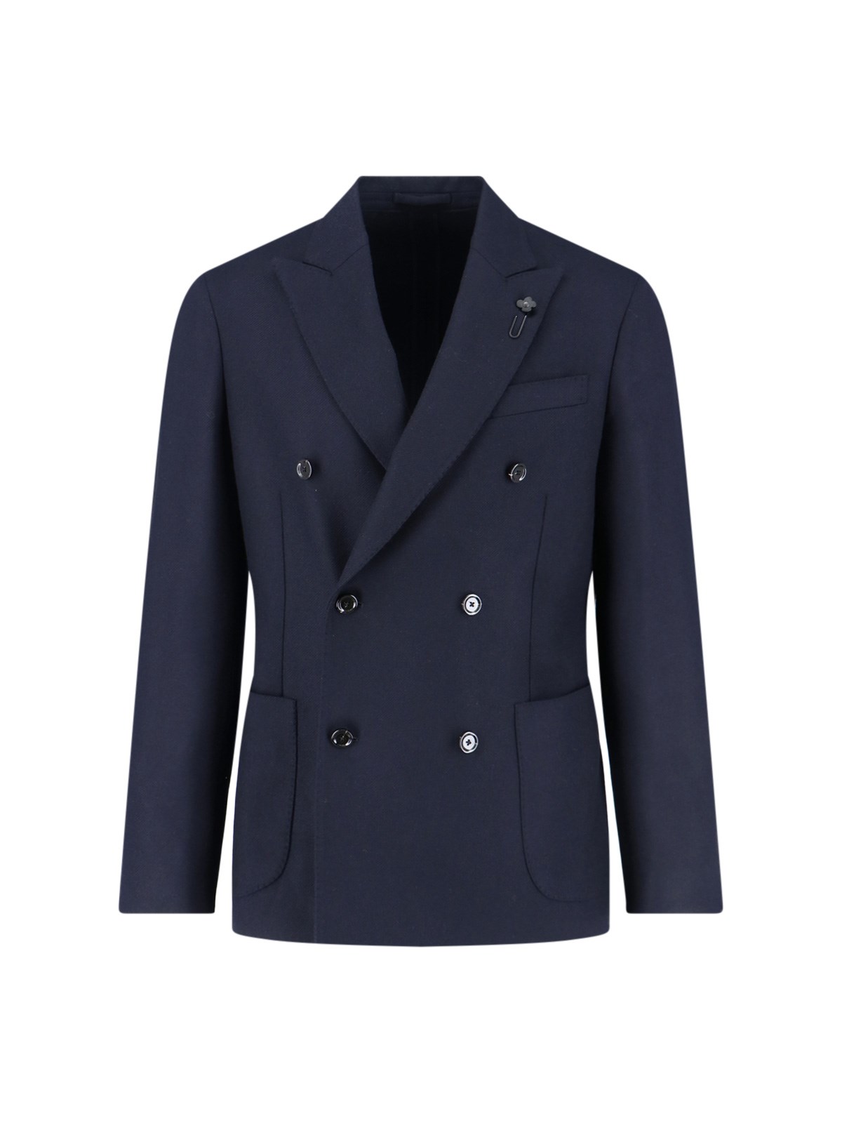 Lardini Double-Breasted Blazer In Wool And Cashmere Blend