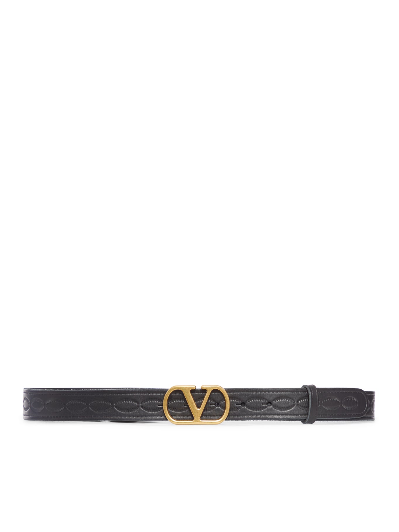 Valentino Garavani 男士皮革logo扣头腰带