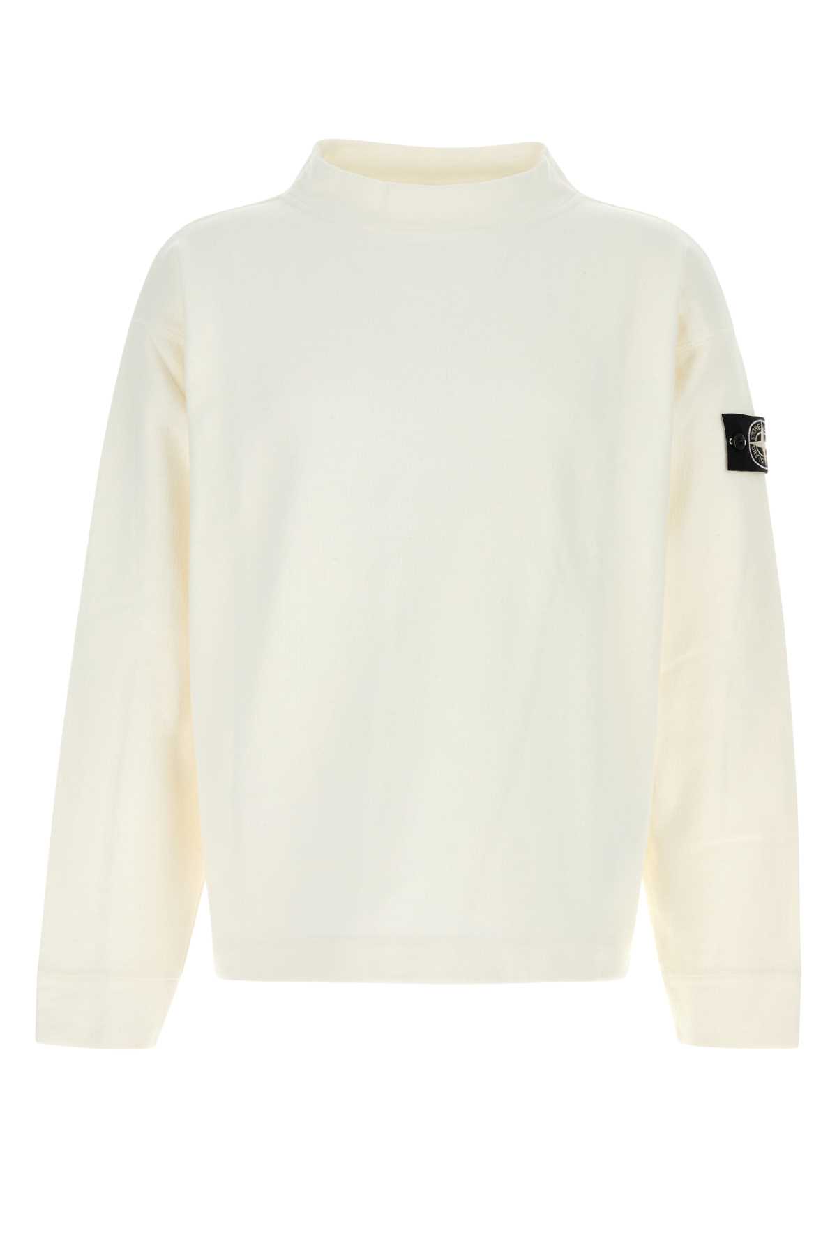 Stone Island White Cotton Sweatshirt