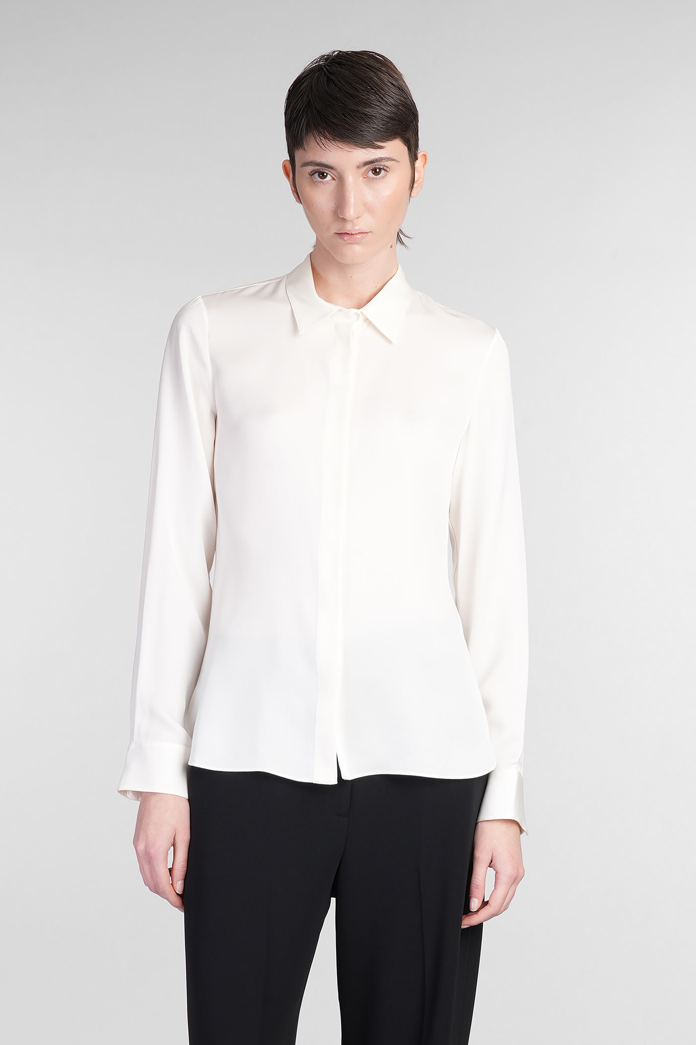 Theory Shirt In Beige Silk