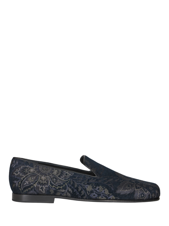 Etro, Mocassins En Jacquard, Homme, Bleu Marine, Taille 40