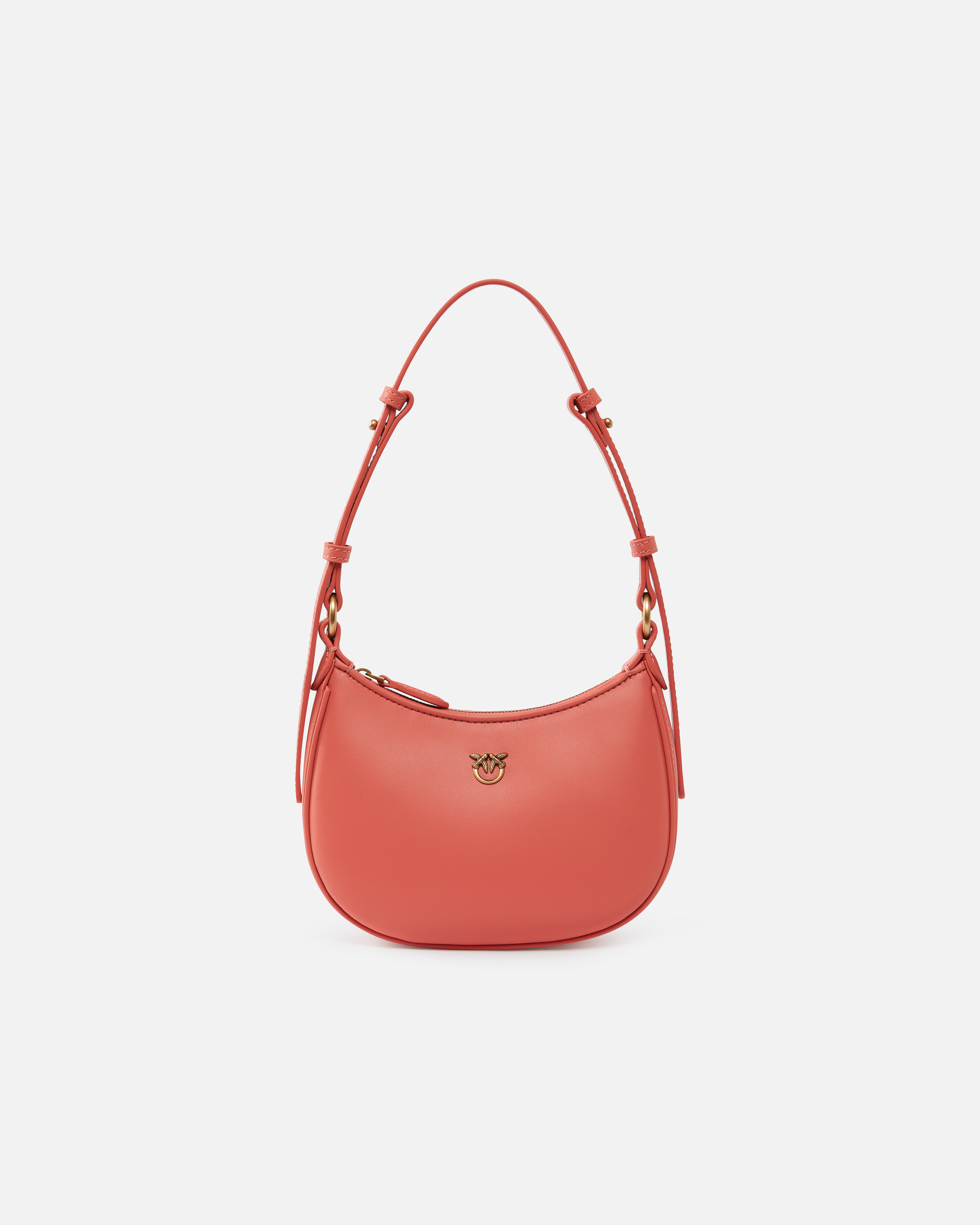 Pinko, Sac porté épaule Baby Half Moon en cuir, Corail épicé-or antique, U