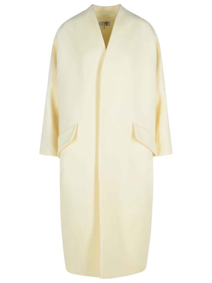 Mm6 Maison Margiela Milk White Virgin Wool Blend Coat