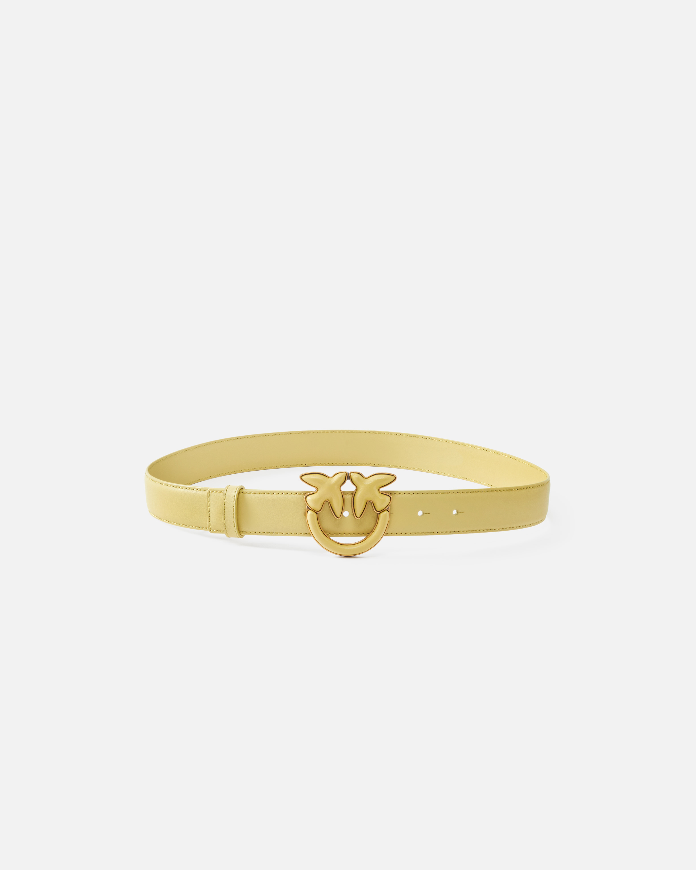 Pinko, Ceinture de 3 cm avec boucle recouverte de cuir, Citron vert-or antique, XS