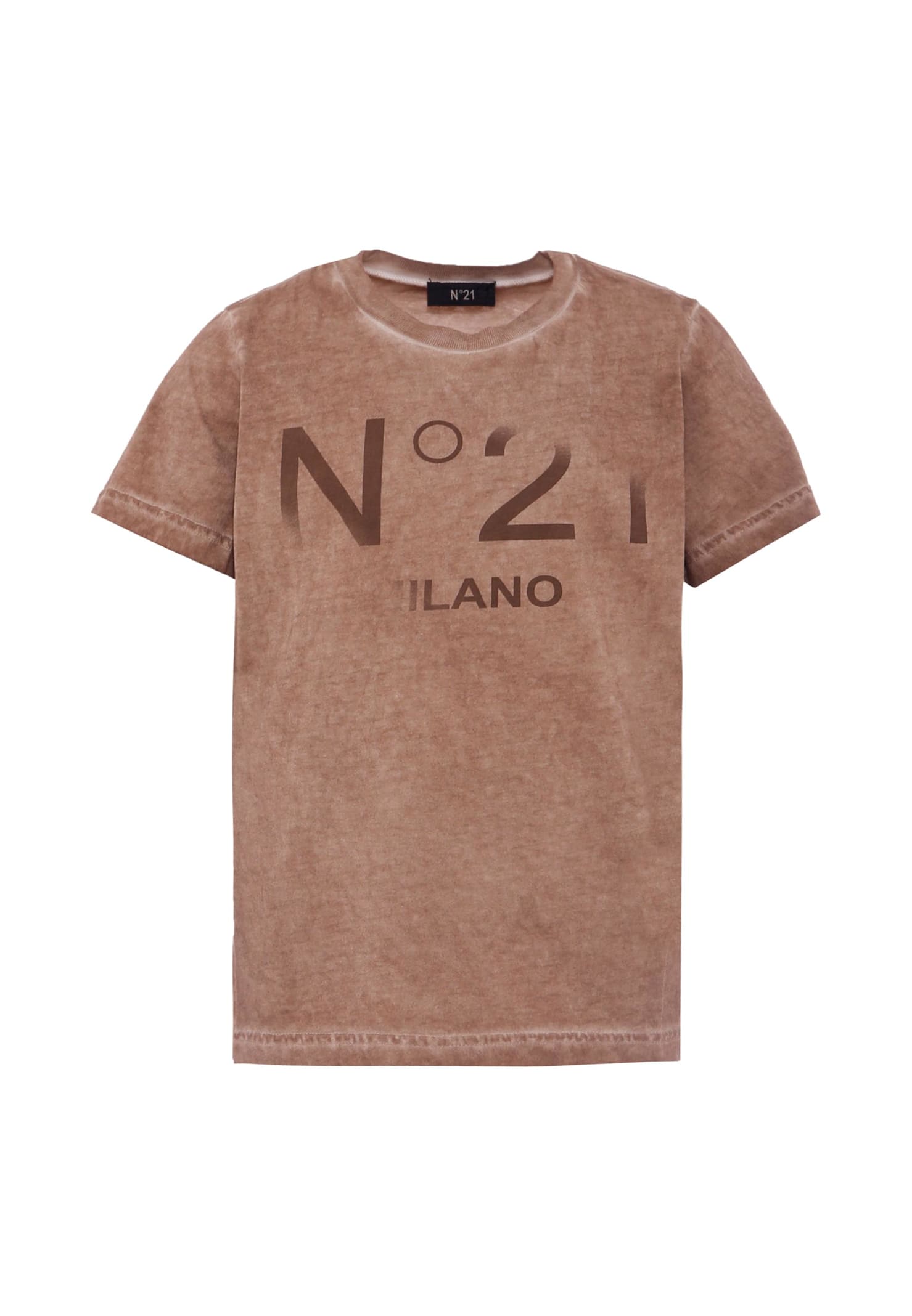 N.21 Brown T-shirt For Boy With Logo