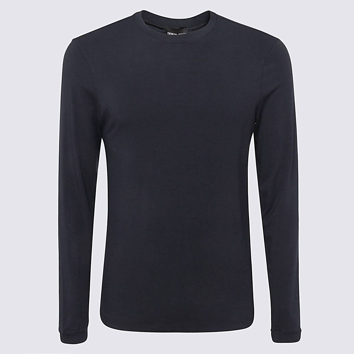 Giorgio Armani Navy Blue Viscose Blend T-Shirt