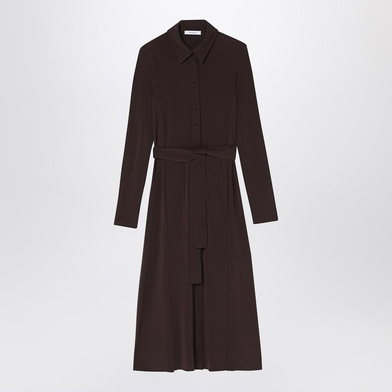 Max Mara Midi Shirt Dress In Coffee Colour