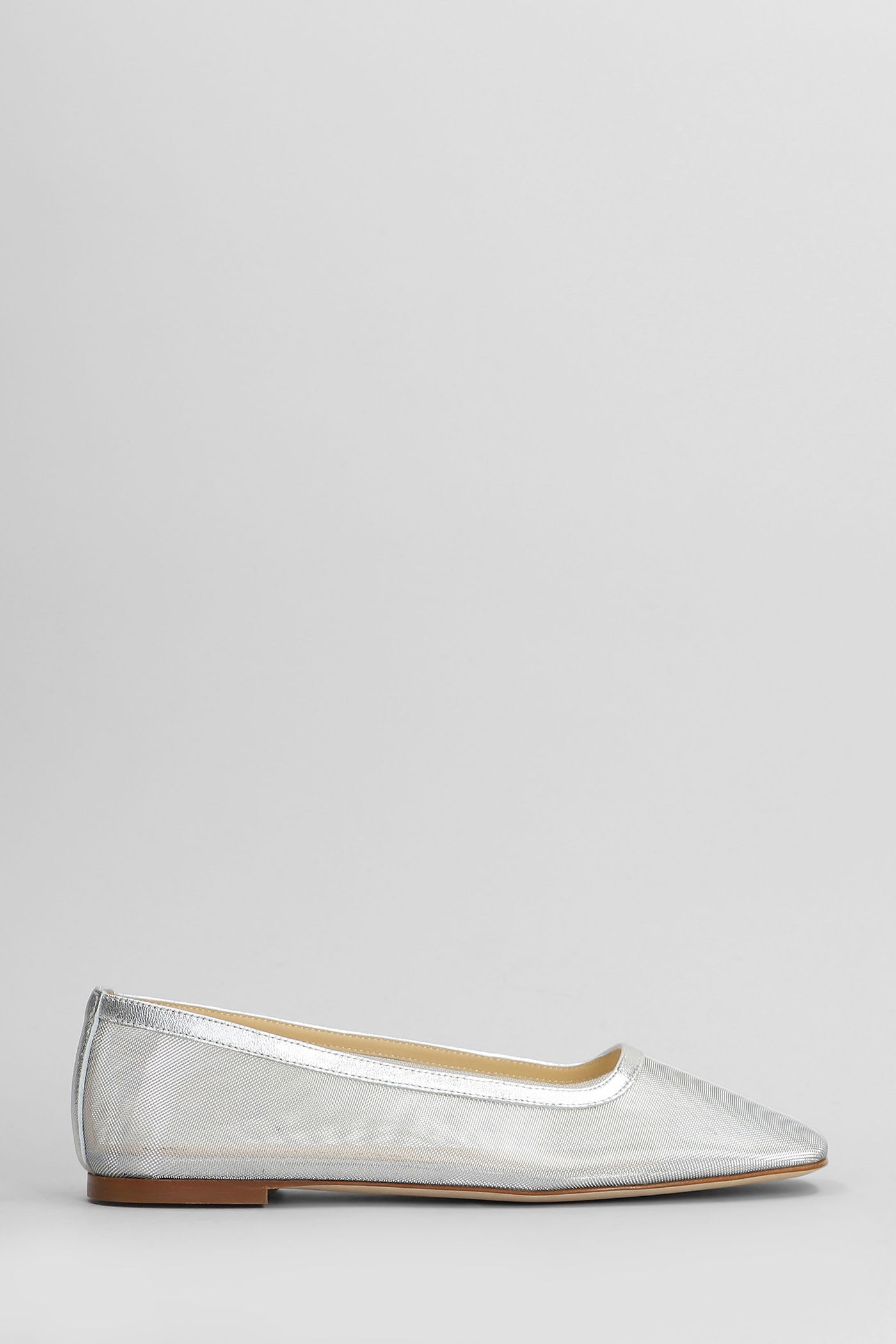 Fabio Rusconi Ballet Flats In Silver Leather And Fabric