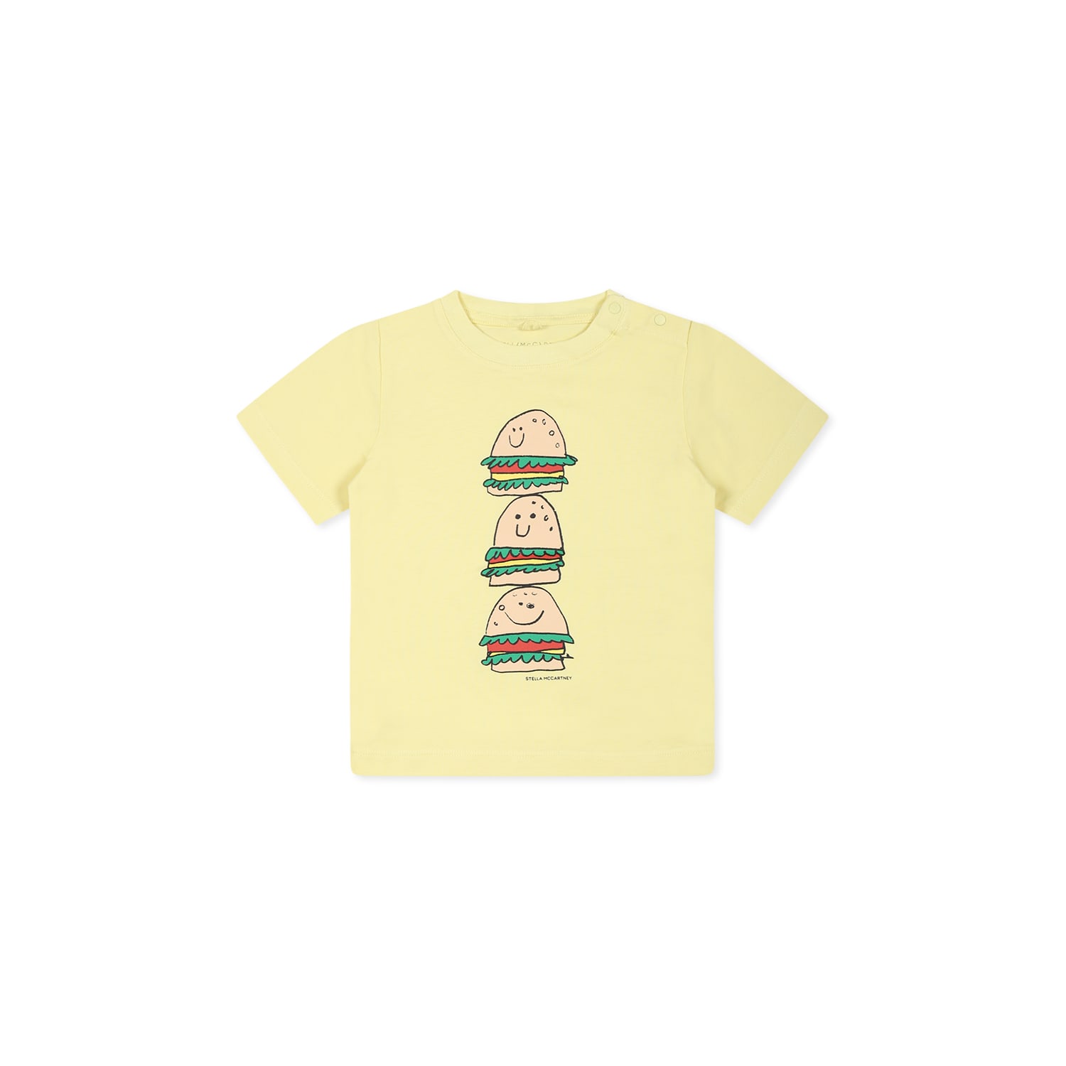 Stella McCartney Kids Yellow T-shirt For Baby Boy With Hamburger Print