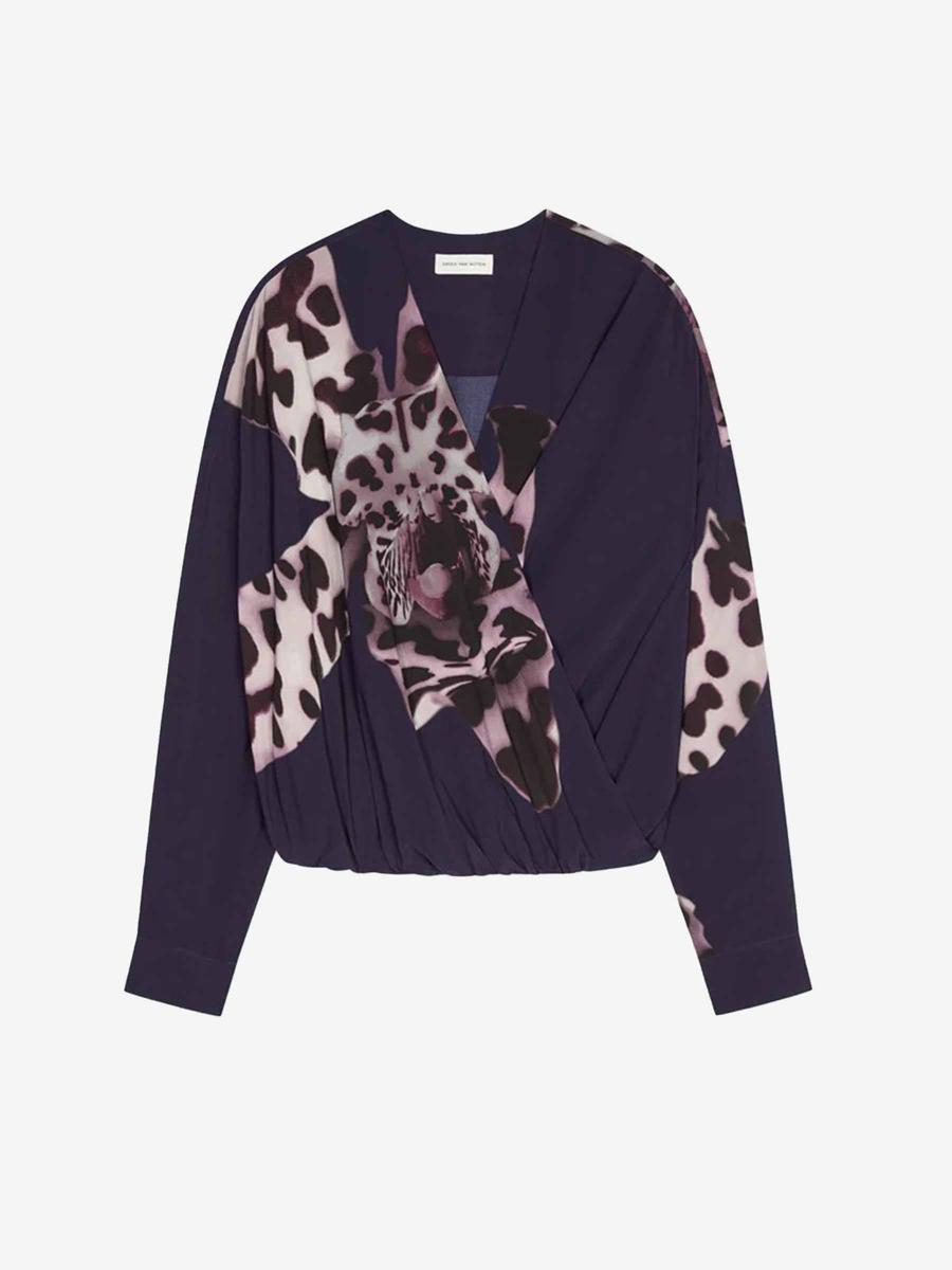 Dries Van Noten Floral Draped Blouse