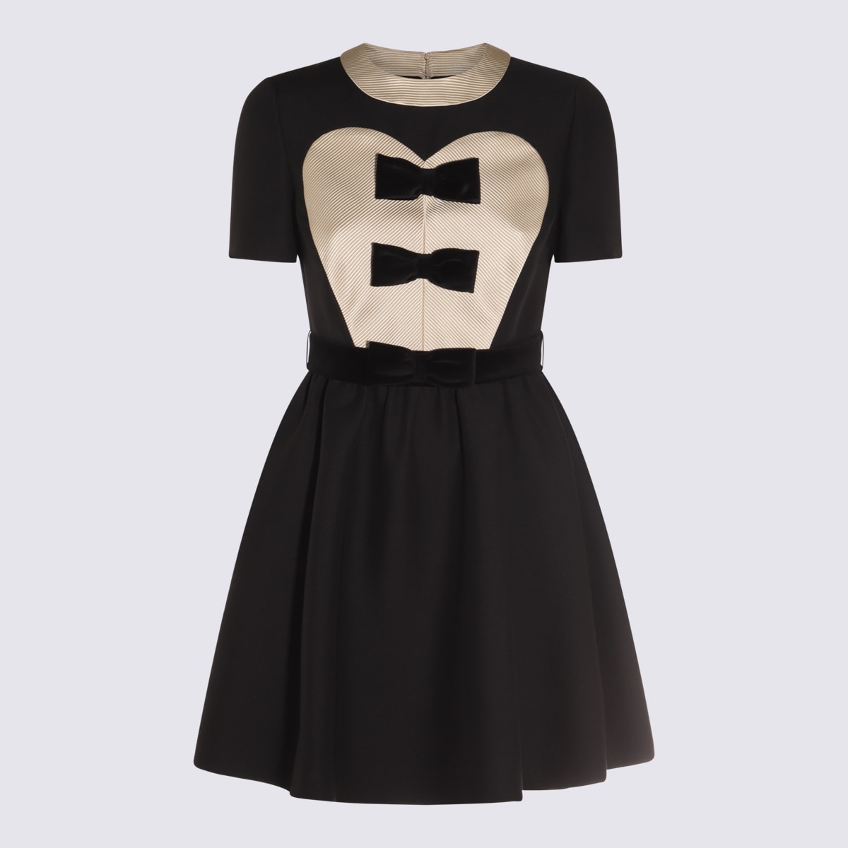 Valentino Black And Beige Wool And Silk Dress