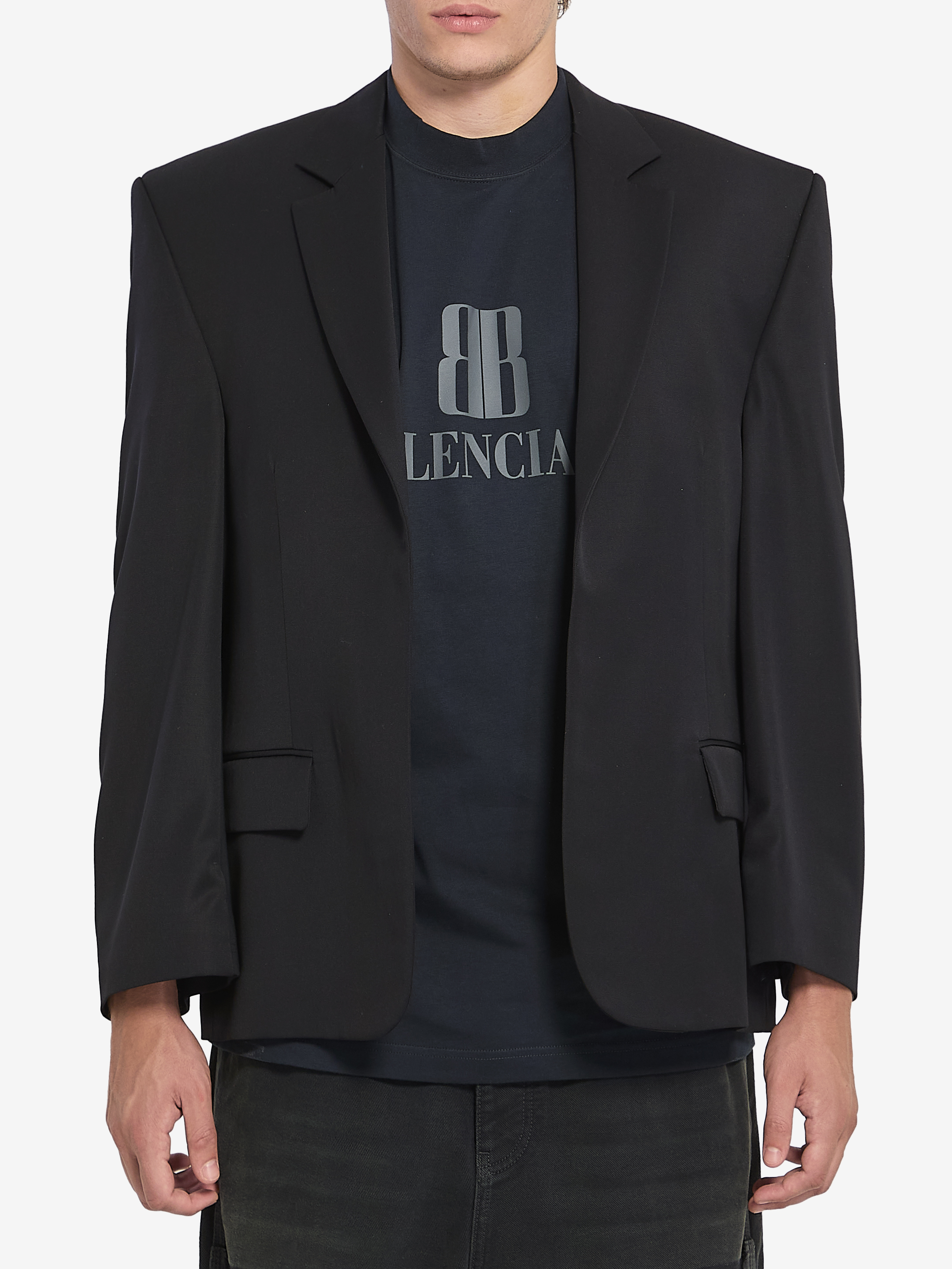 Tailored jacket in twill and jersey