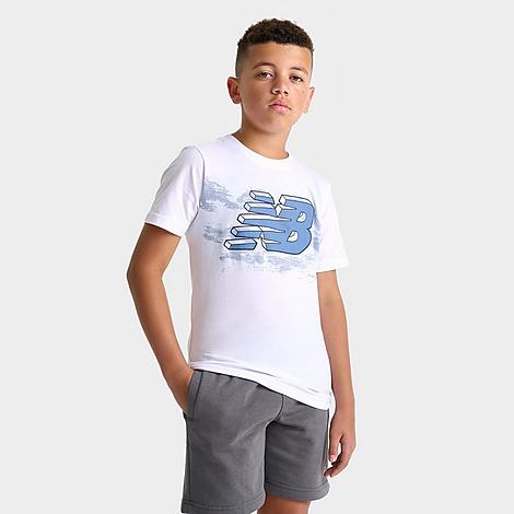 New Balance Kids Logo Brush T-Shirt in White Size: Small