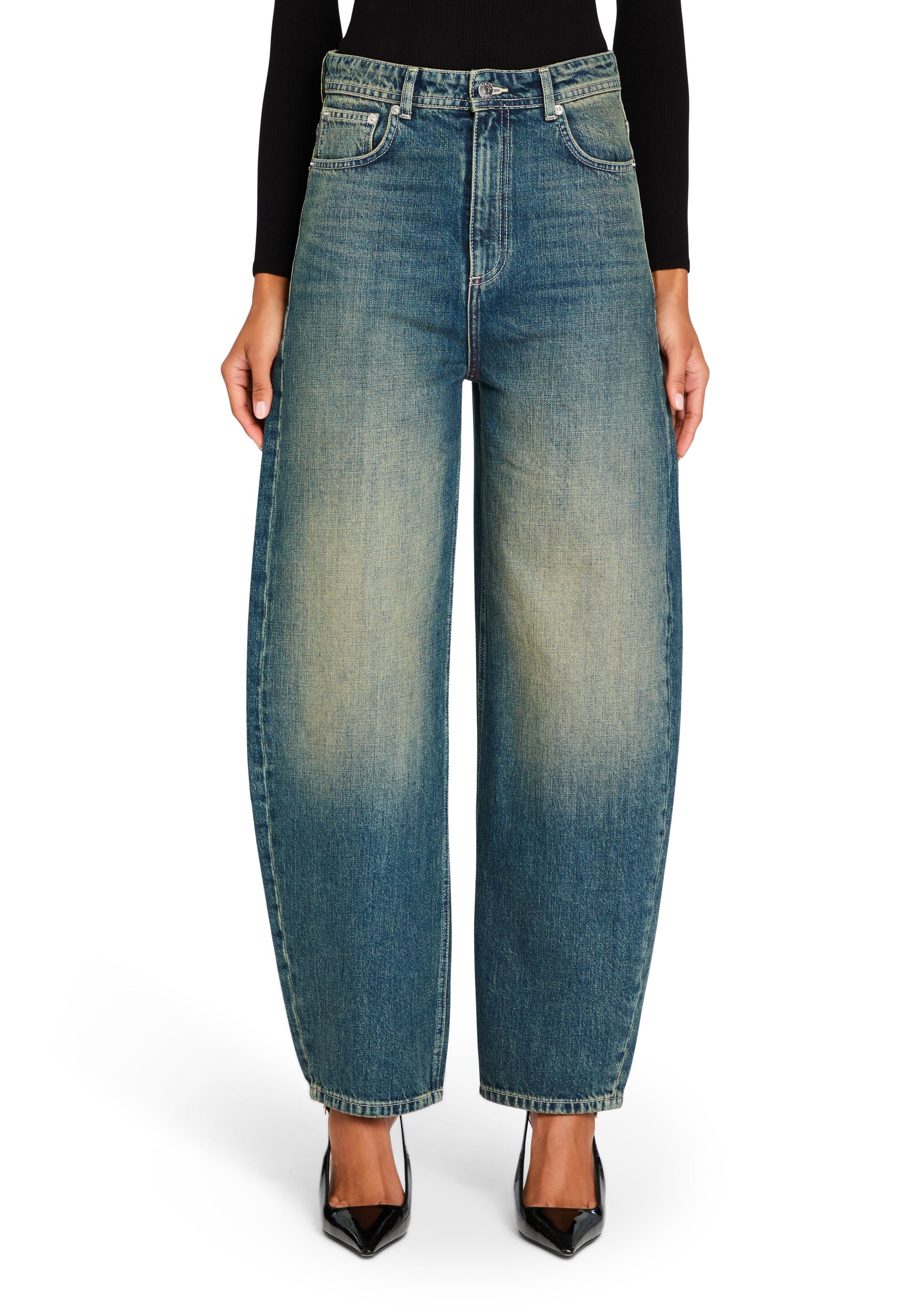 Marbel Mid Rise Barrel Jean