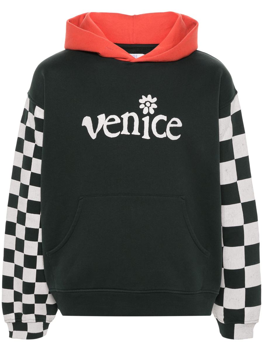Erl Men Venice Checker Sleeve Hoodie Knit Clothing