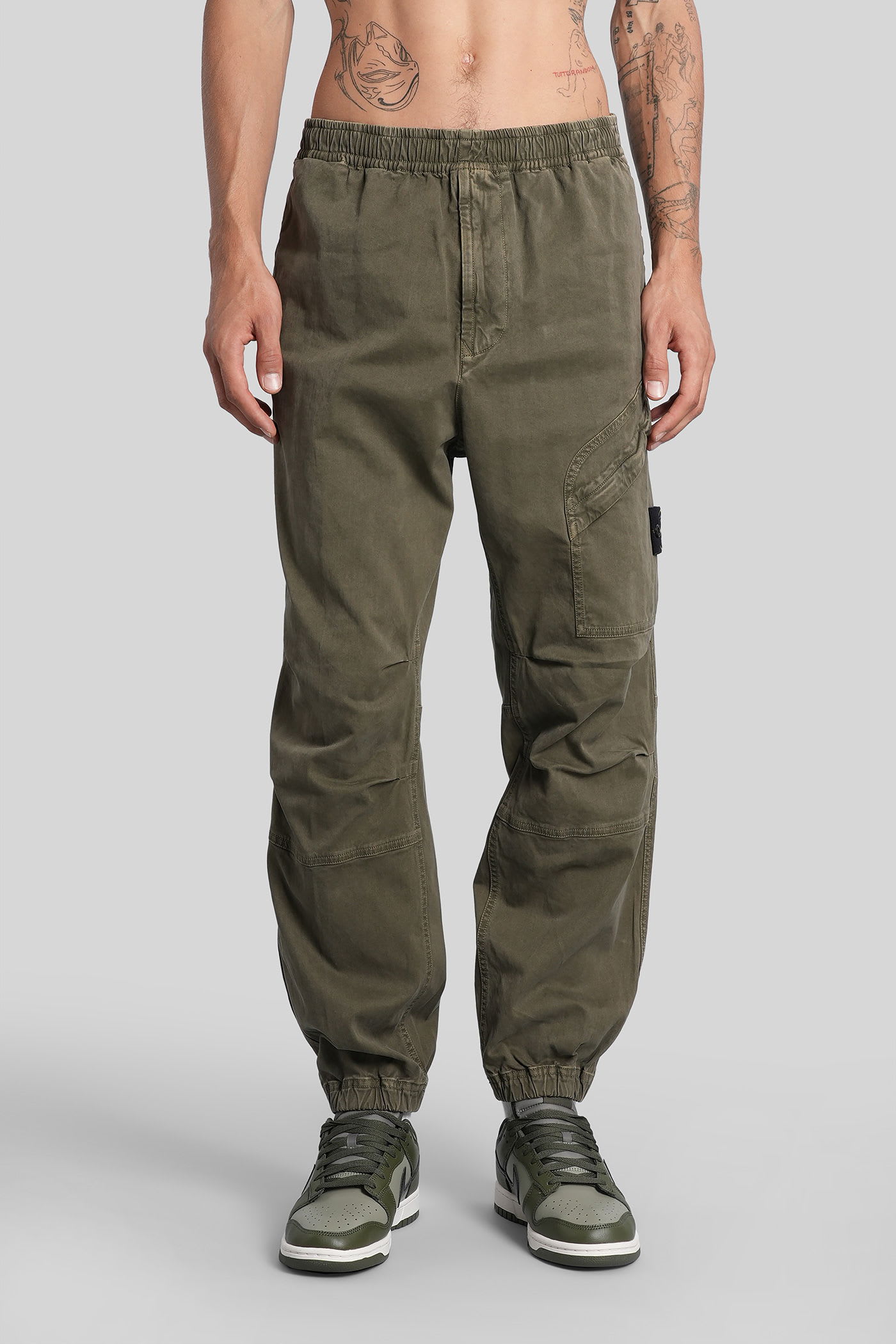 Stone Island Pants In Green Cotton
