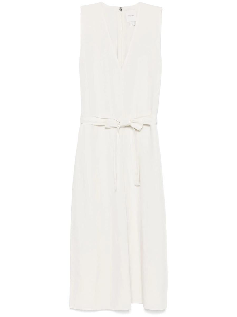 Calvin Klein Linen Blend Ns V Neck Dress Clothing