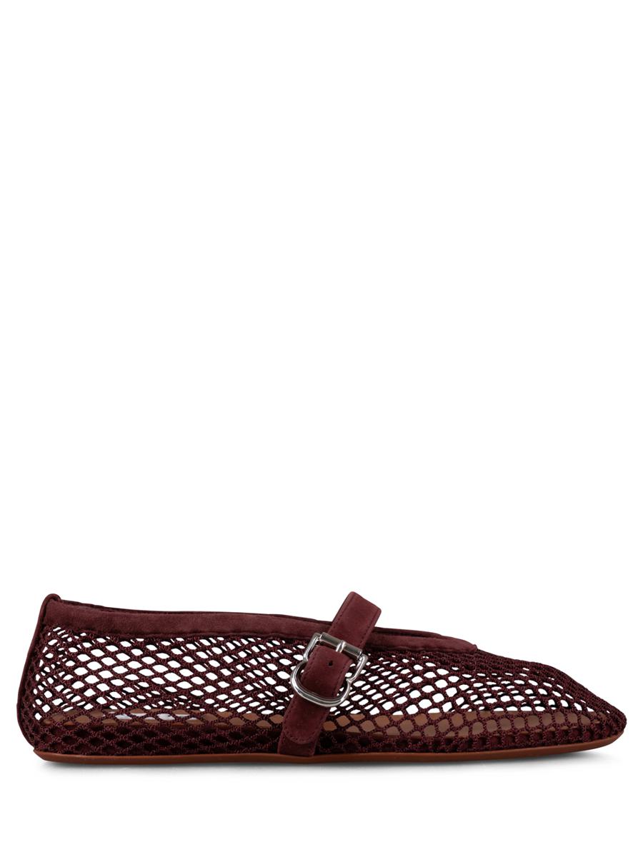 Alaïa Suede Ballet Flats In Fishnet Shoes