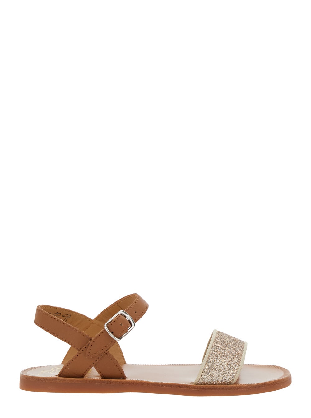 Pom d'Api plagette Brown Sandals With Open Toe And Glitter Detail In Leather Girl