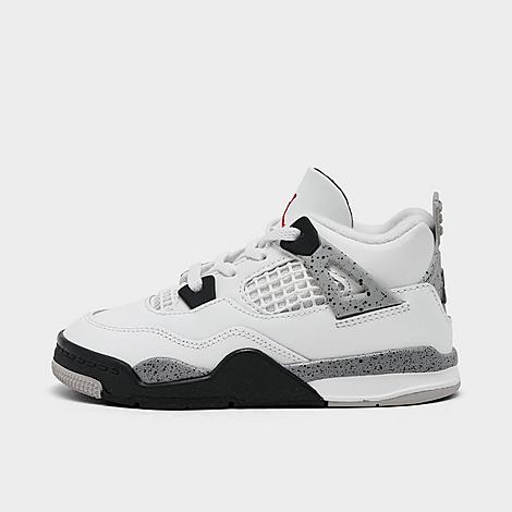 Jordan Kids Toddler Air Retro 4 Basketball Shoes in Summit White/Fire Red/Cement Grey Size: 4.0