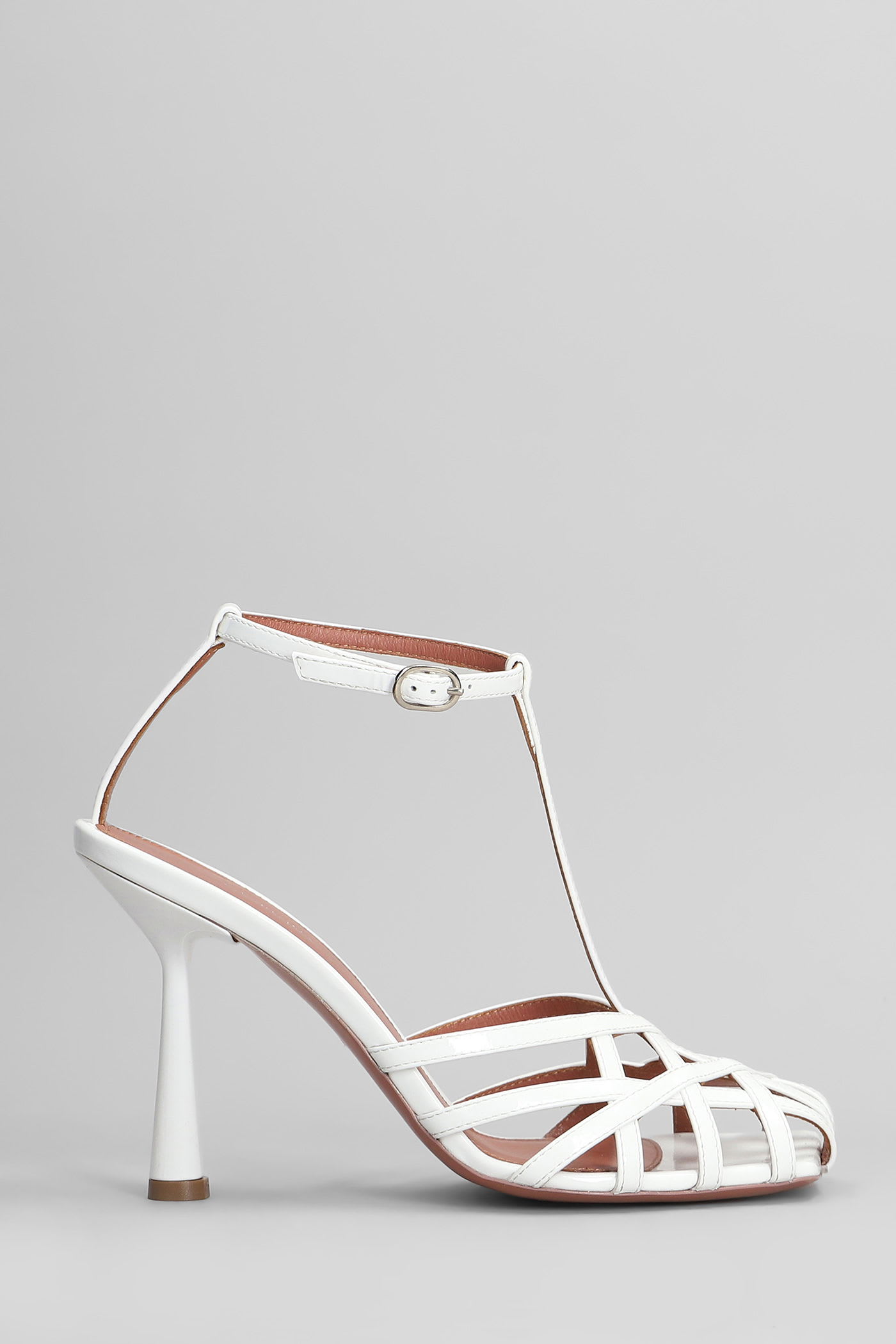 Aldo Castagna Lidia Sandals In White Patent Leather