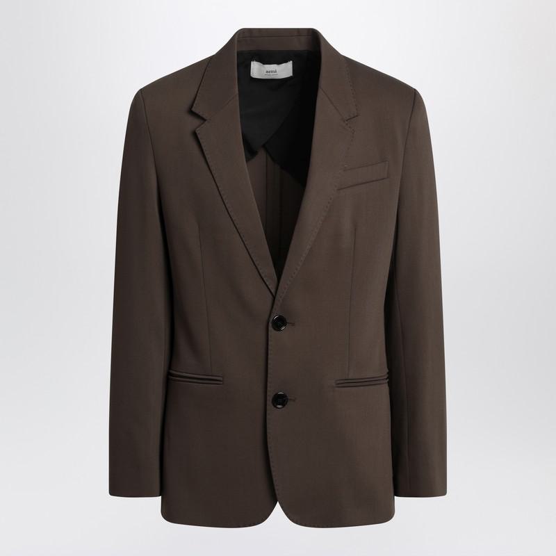 AMI Paris Single-Breasted Olive Jacket