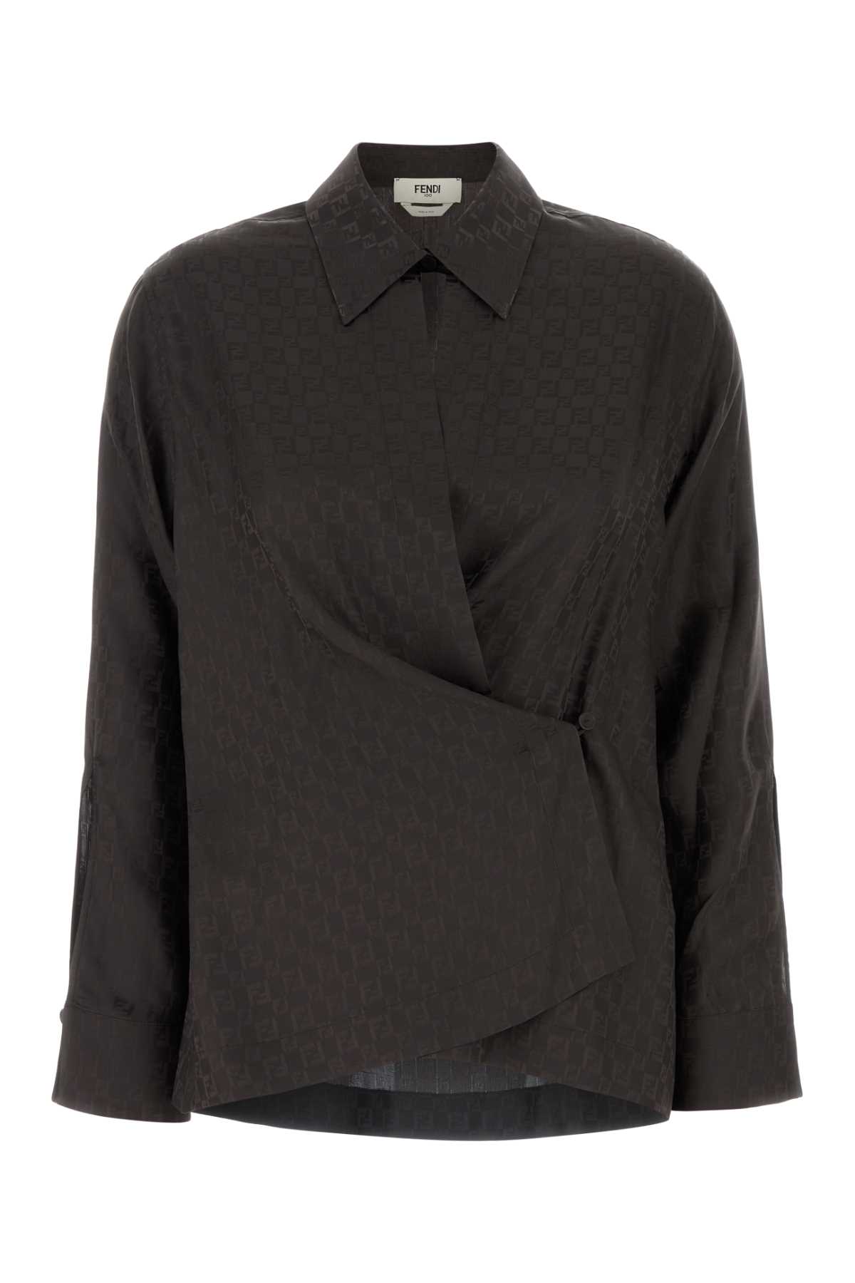 Fendi Brown Jacquard Shirt