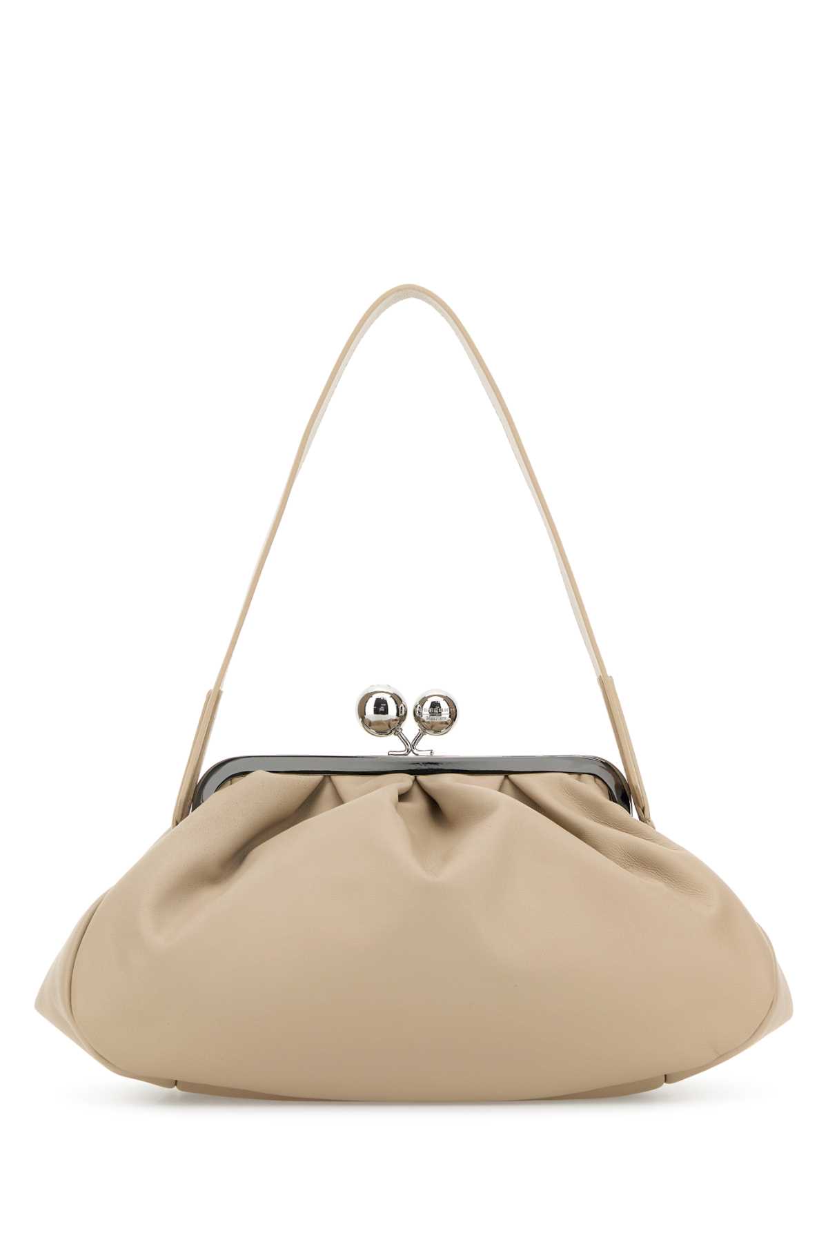 Weekend Max Mara Sand Leather Cubico Clutch