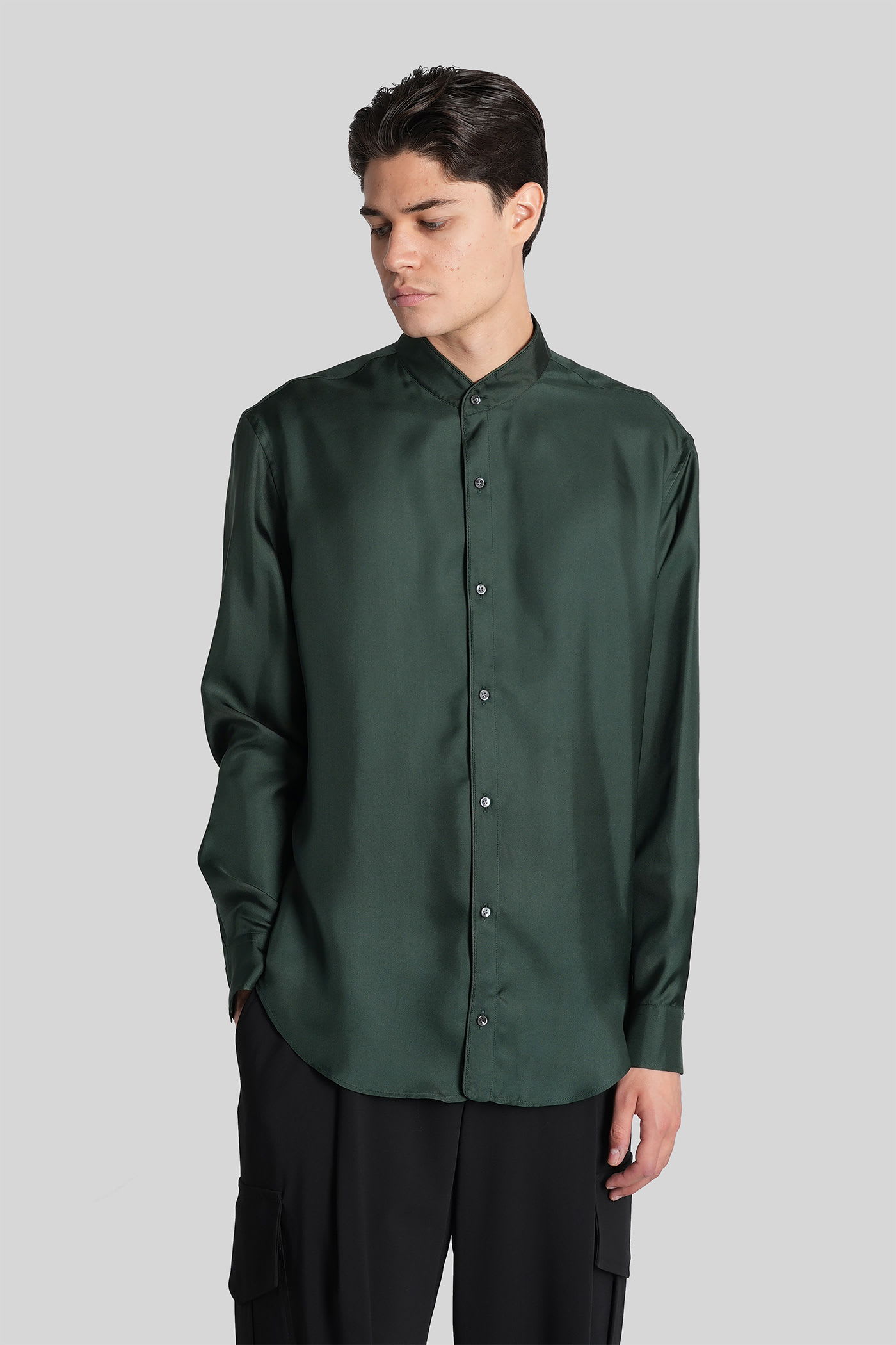 Giorgio Armani Shirt In Green Silk