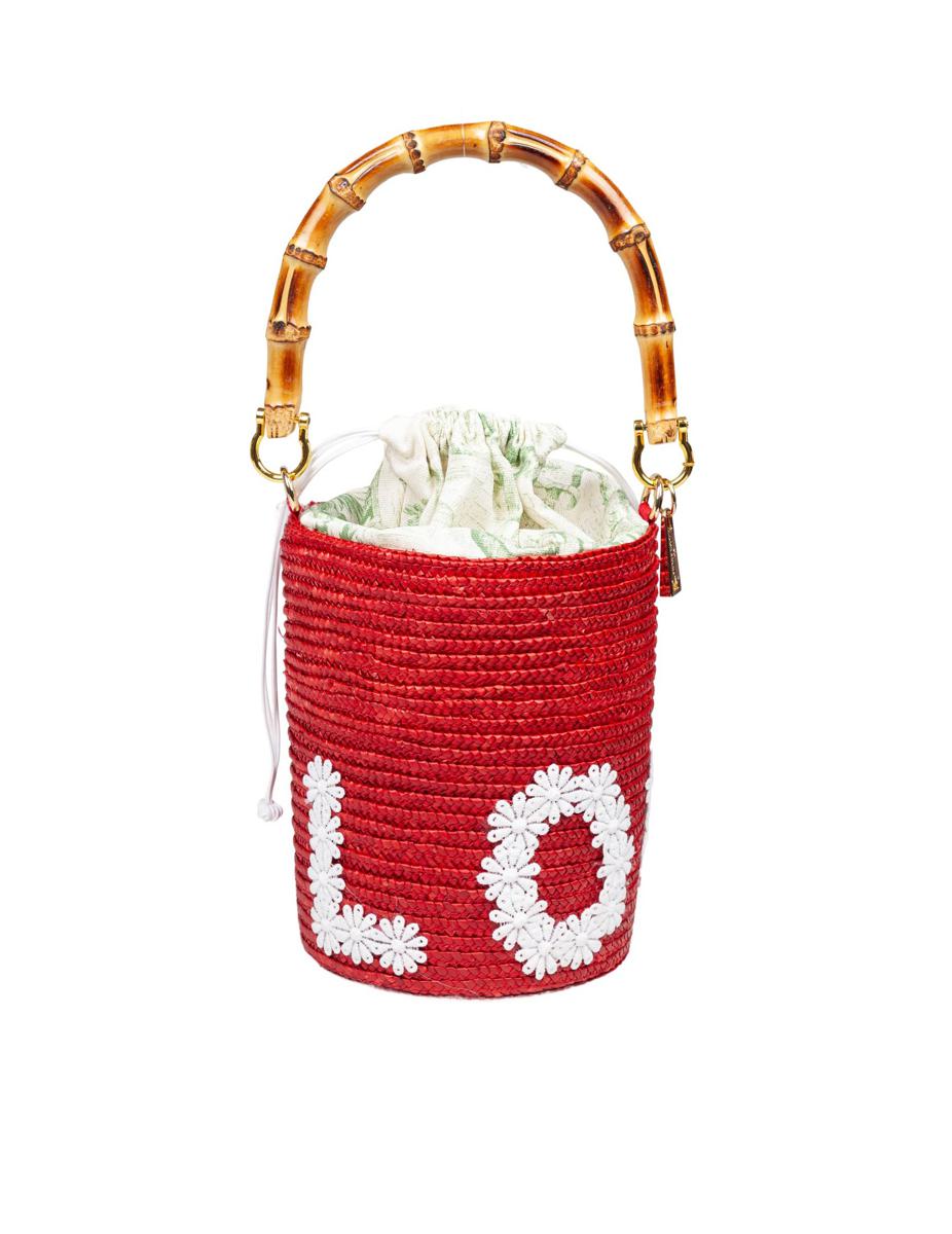 La Milanesa Bucket Bag In Woven Straw