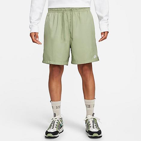 Nike Men's Club Woven 6" Flow Shorts in Oil Green/White Size: XS