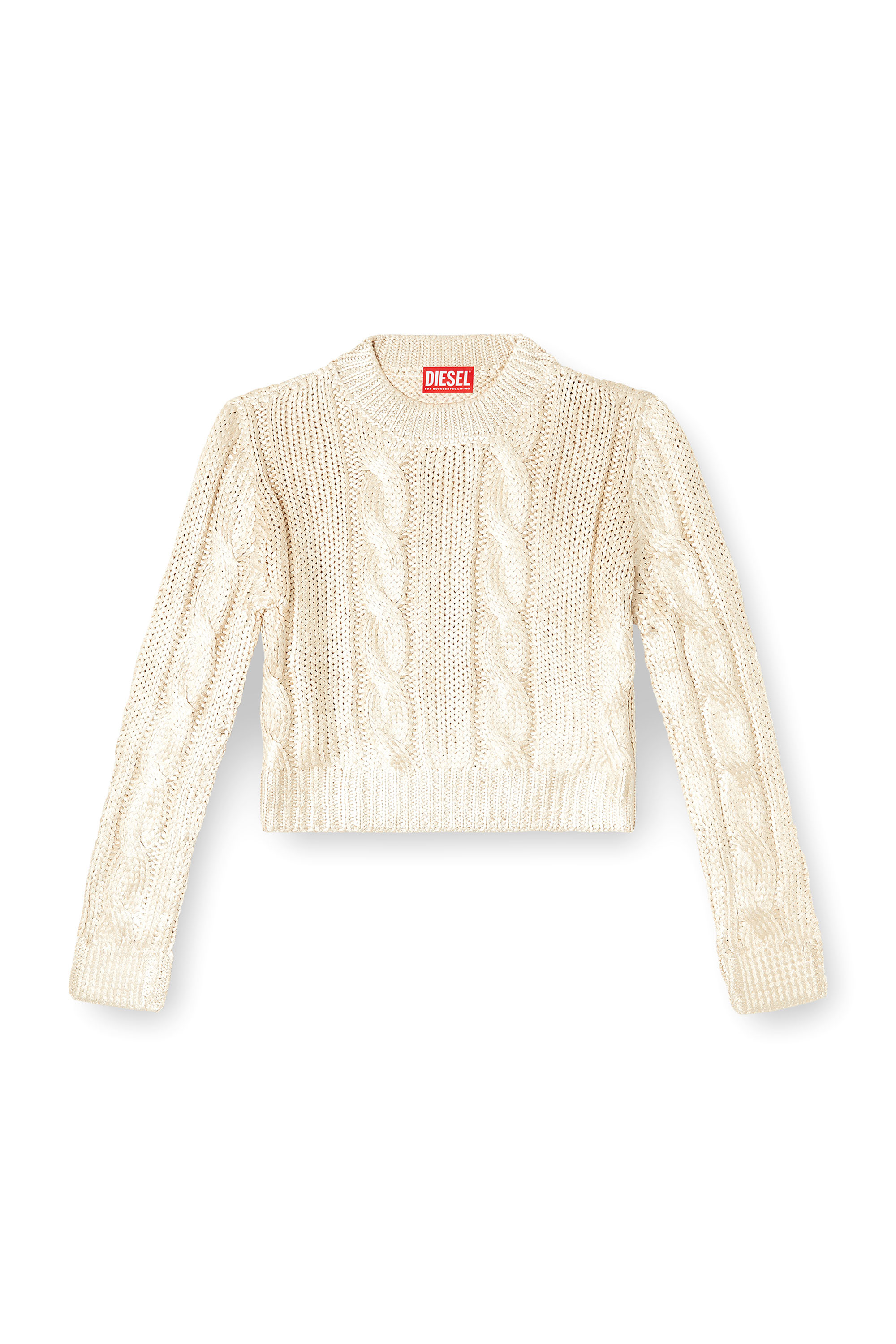 Diesel - Cable-knit jumper with shiny effect - Knitwear - Woman - To Be Defined