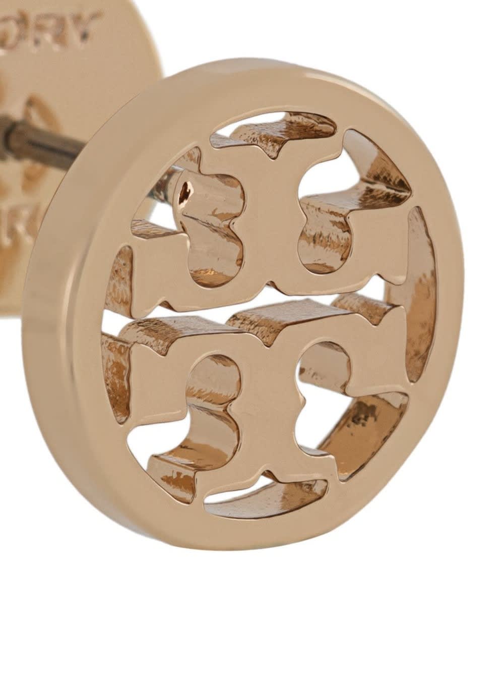 Tory Burch Gold-colored Earrings With Logo In Brass Woman