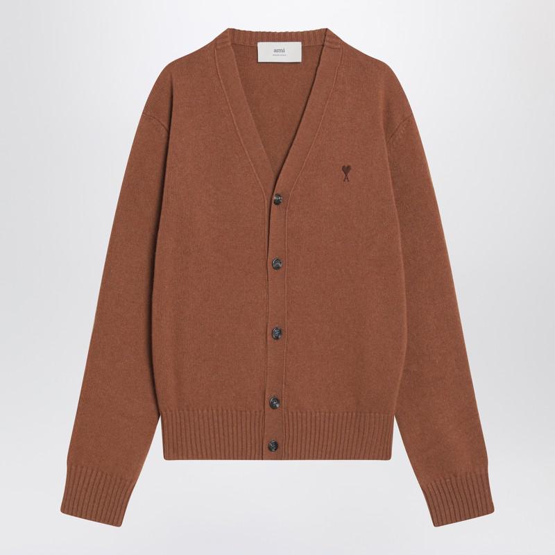 AMI Paris Hazelnut-Coloured AMI Paris De Coeur Cardigan