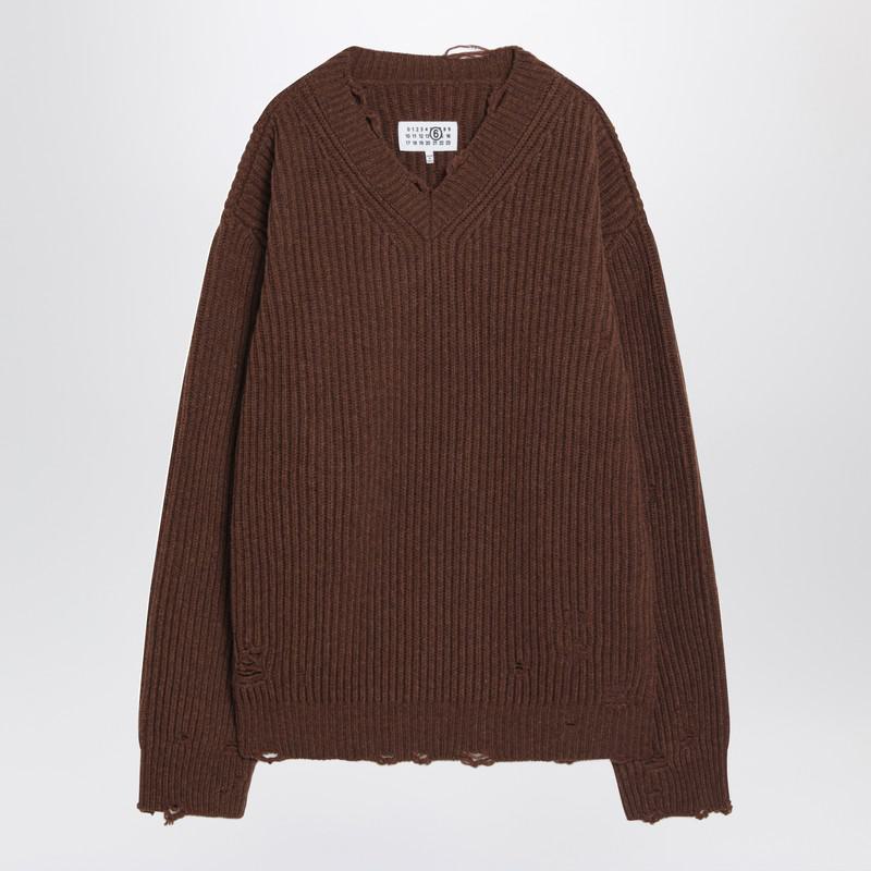MM6 Maison Margiela Distressed Wool-Blend Sweater