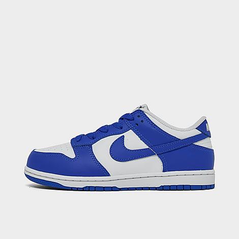 Nike Little Kids Dunk Low Casual Shoes in White/Hyper Royal/Hyper Royal Size: 1