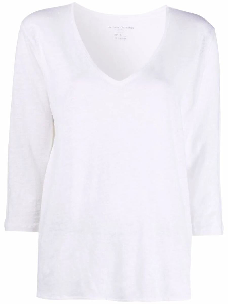 Majestic Filatures V Neck 3/4 Sleeves Sweater Clothing