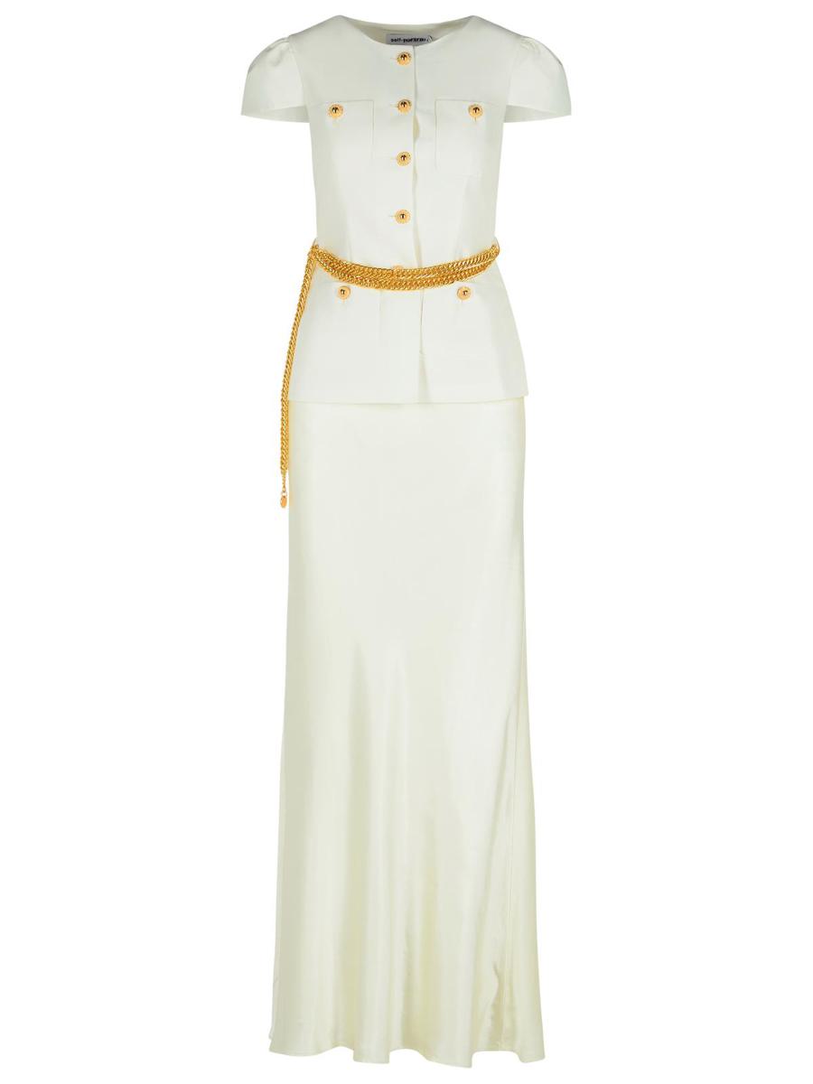 Self-Portrait 'Taffeta' Cream Polyester Dress