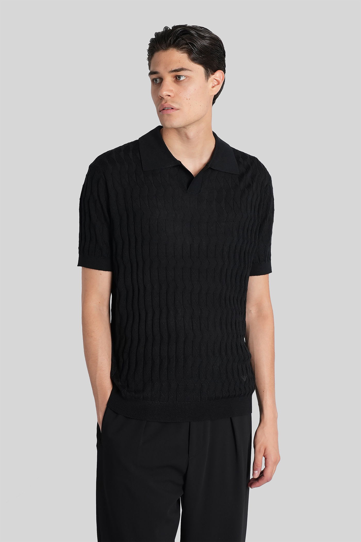 Emporio Armani Polo In Black Acrylic